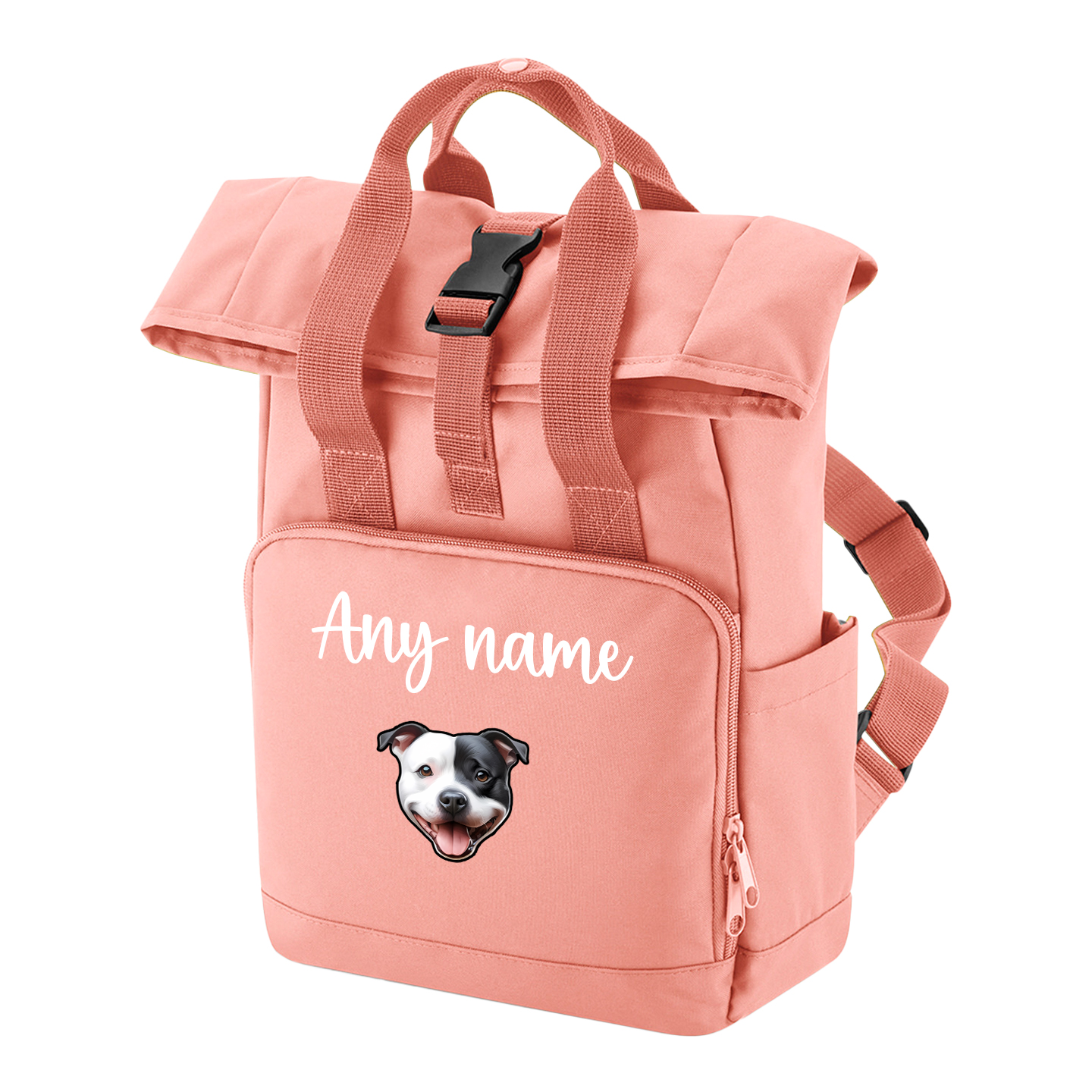 Travel Rucksack 9 Litres Peach Coral Any Breed Backpack With Custom Personalised Dog Name