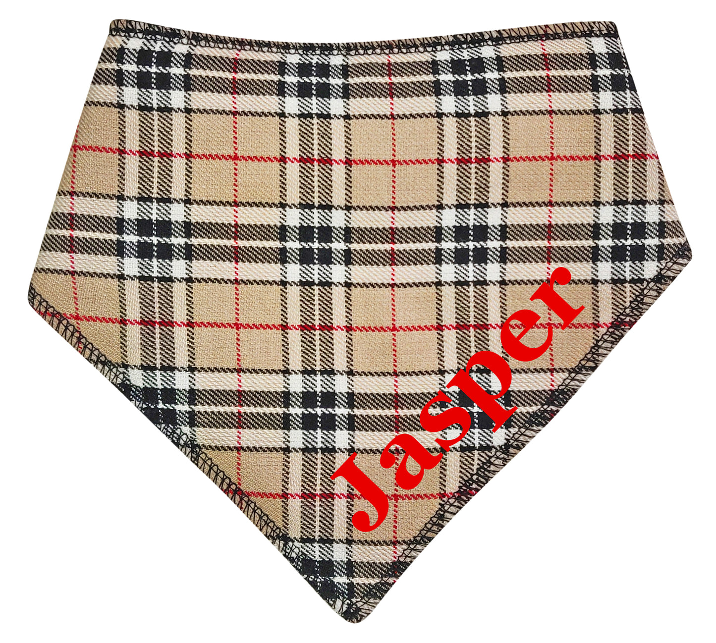 Grrr...Berry Beige Tartan Any Name Dog Bandana