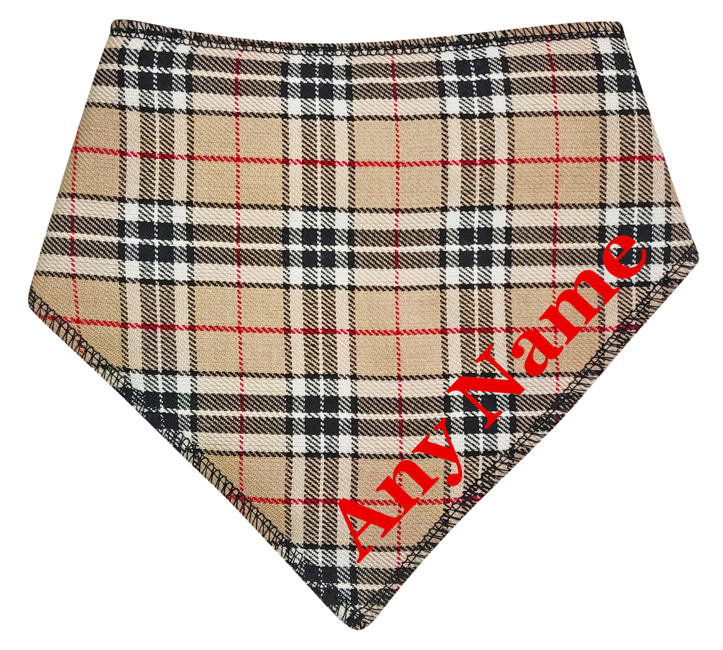Grrr...Berry Beige Tartan Any Name Dog Bandana