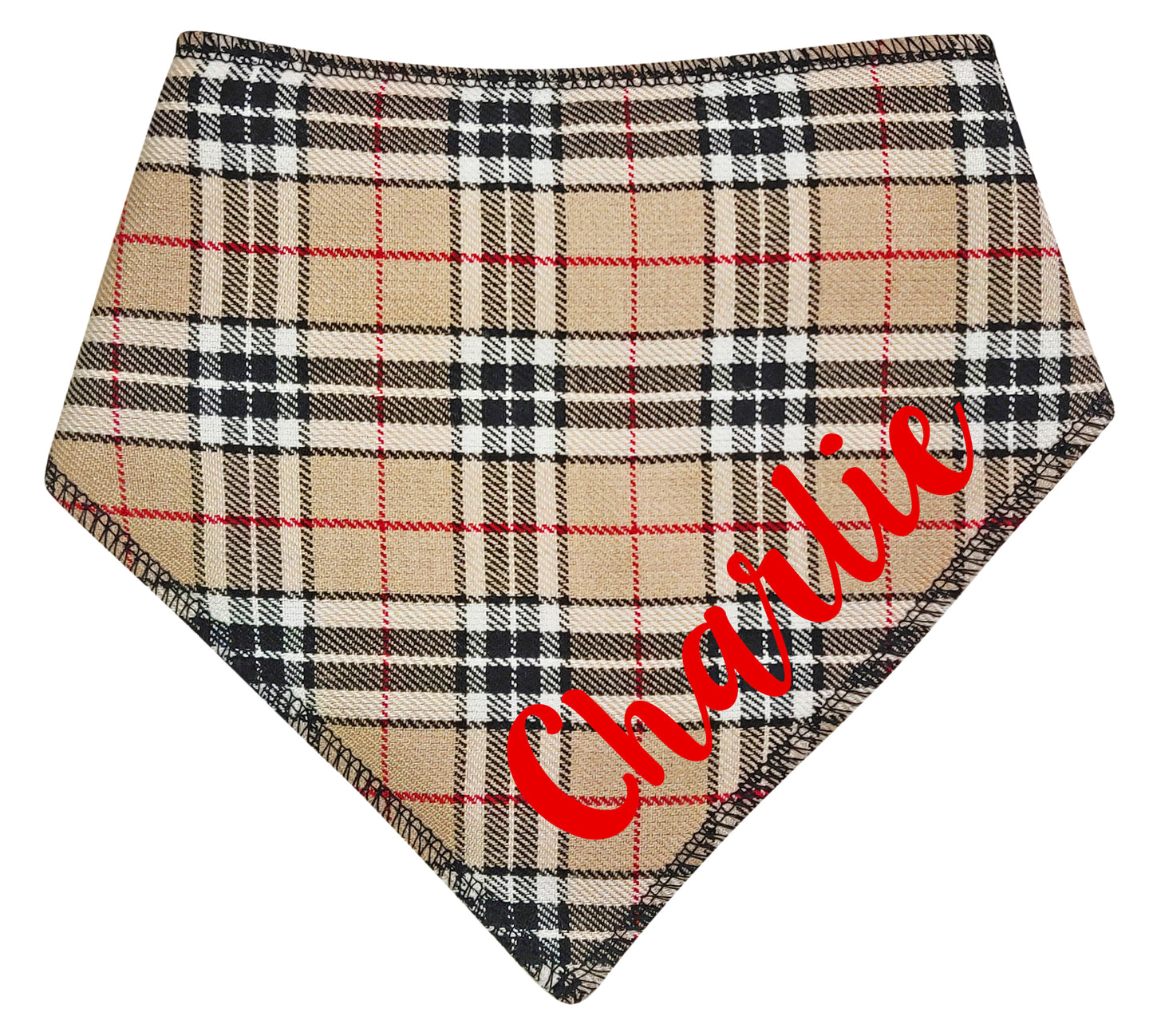 Grrr...Berry Beige Tartan Any Name Dog Bandana