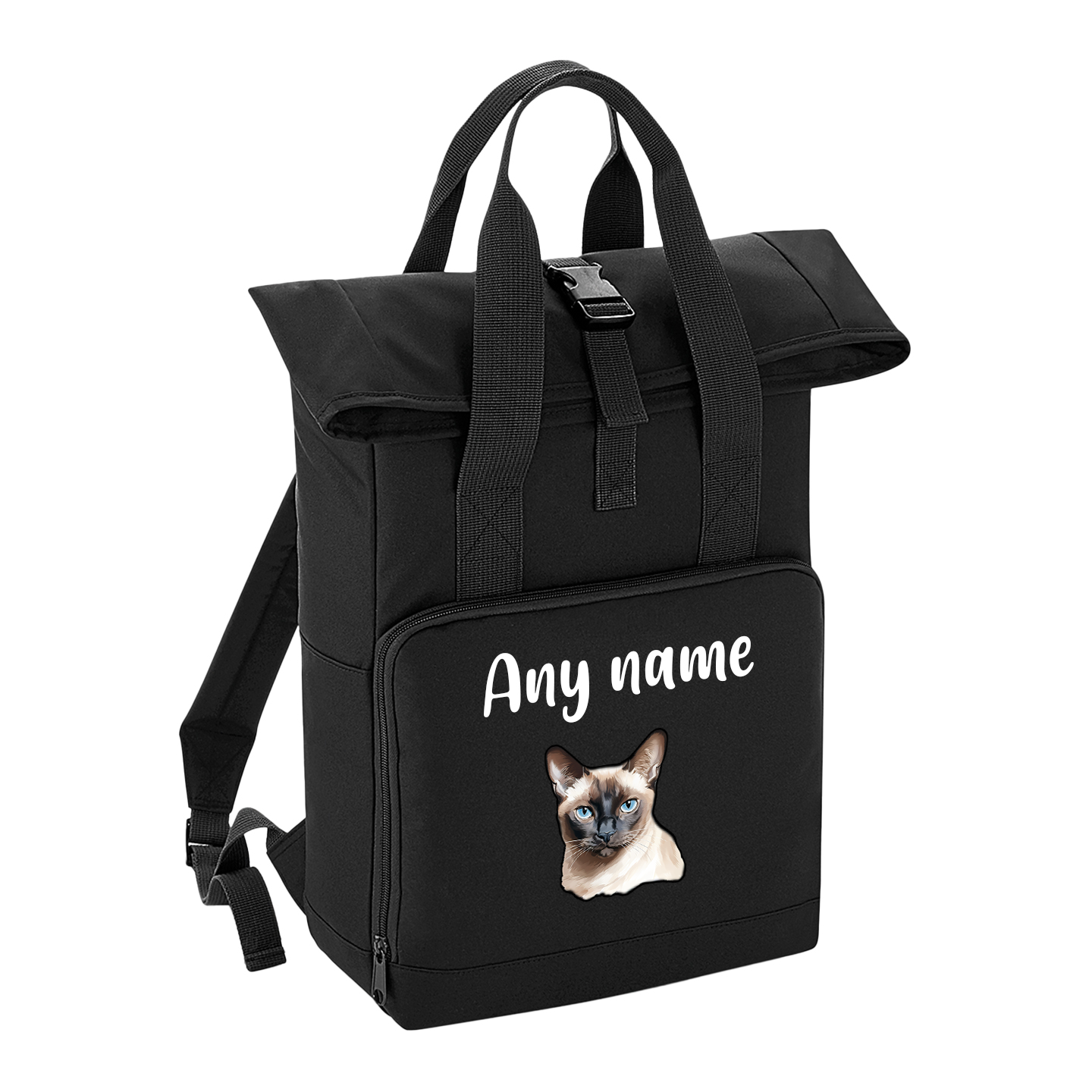 Black Cat Breed with Personalised Name Backpack