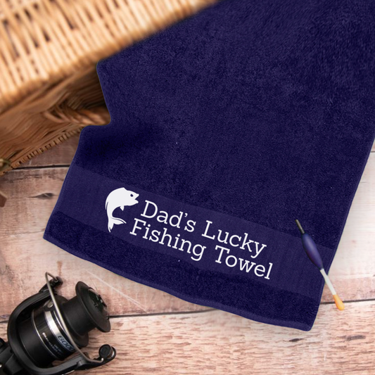 Navy Blue Fishing Towel Personalised Printed Towel - Any Name or Wording