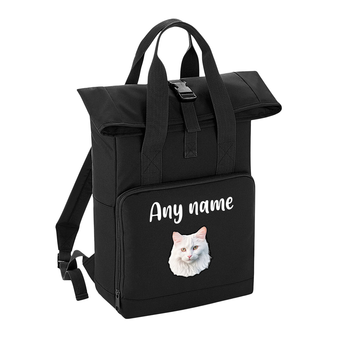 Black Cat Breed with Personalised Name Backpack