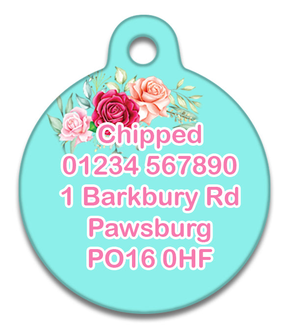 Turquoise Vintage Rose - Pet ID Tag