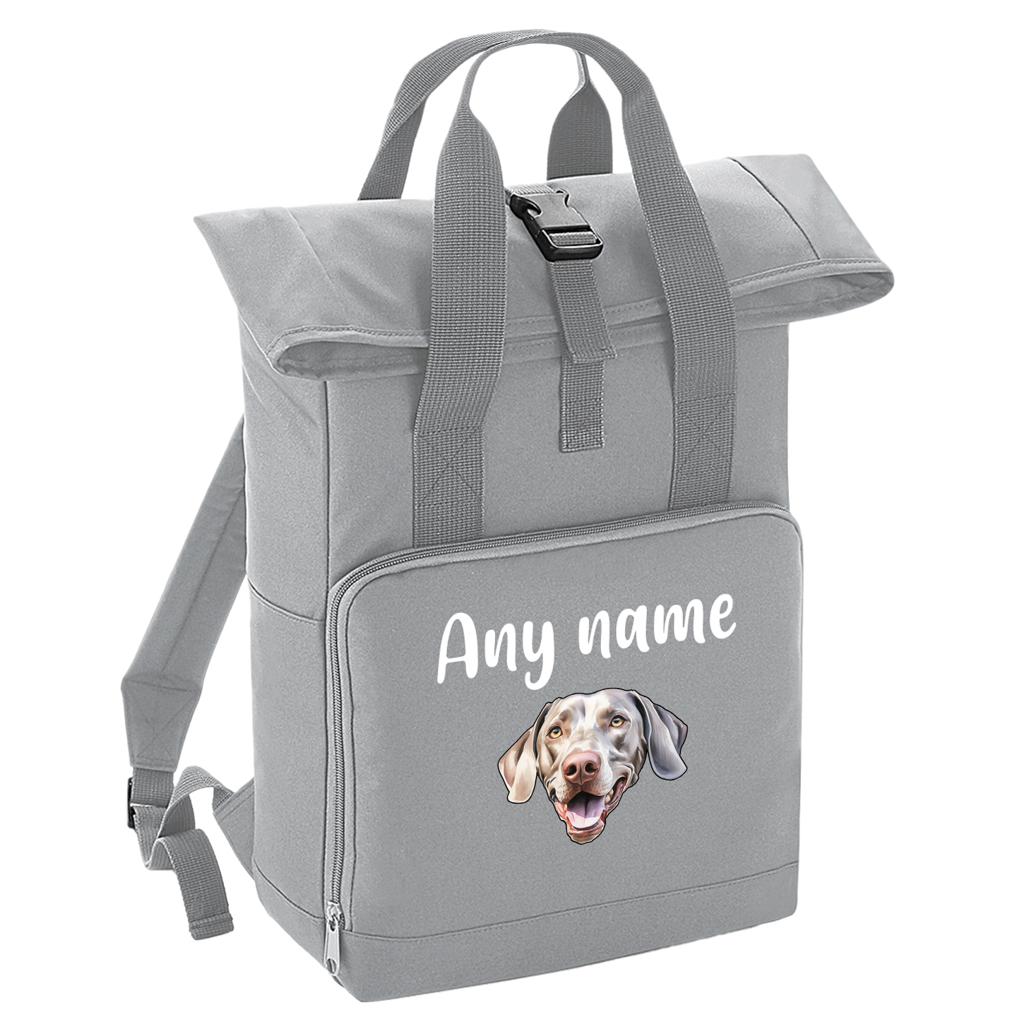 Overnighter Rucksack 14 Litres Grey Any Breed Backpack With Custom Personalised Dog Name