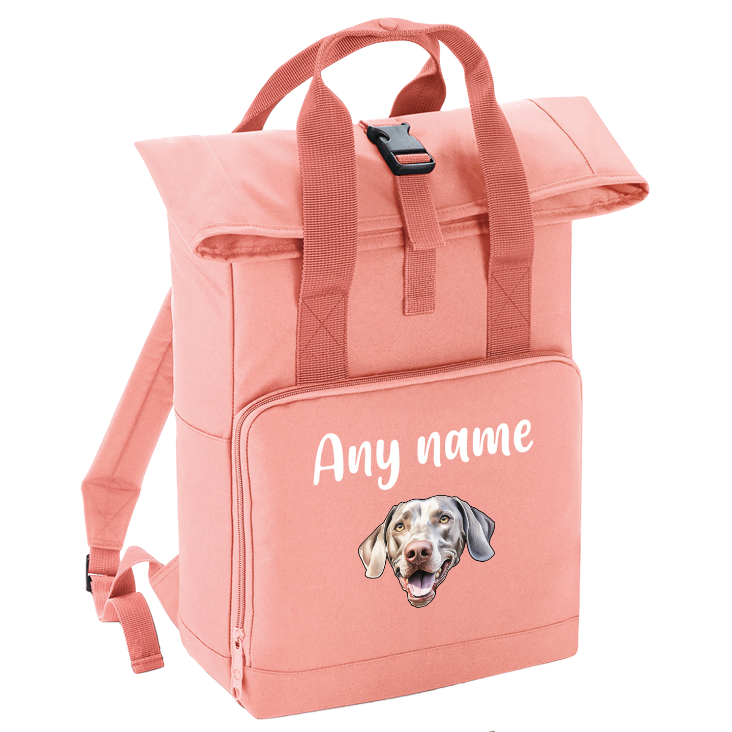 Overnighter Rucksack 14 Litres Peach Coral Any Breed Backpack With Custom Personalised Dog Name
