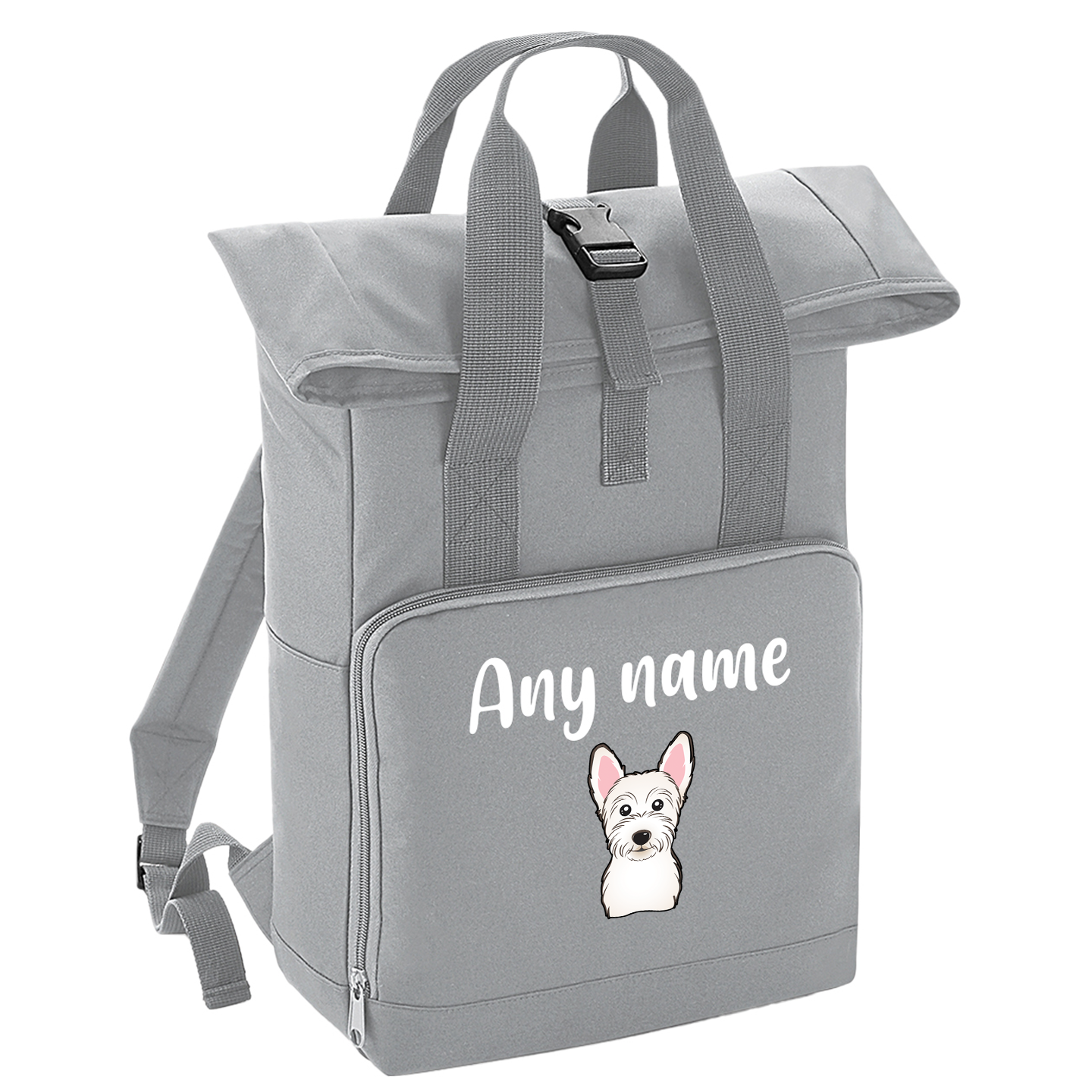 Overnighter Rucksack 14 Litres Grey Any Breed Backpack With Custom Personalised Dog Name