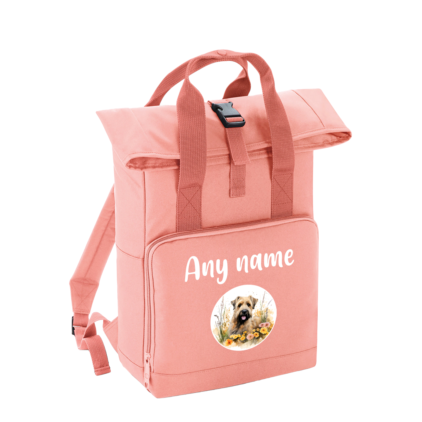 Overnighter Rucksack 14 Litres Peach Coral Wildflower Dog Breed Design