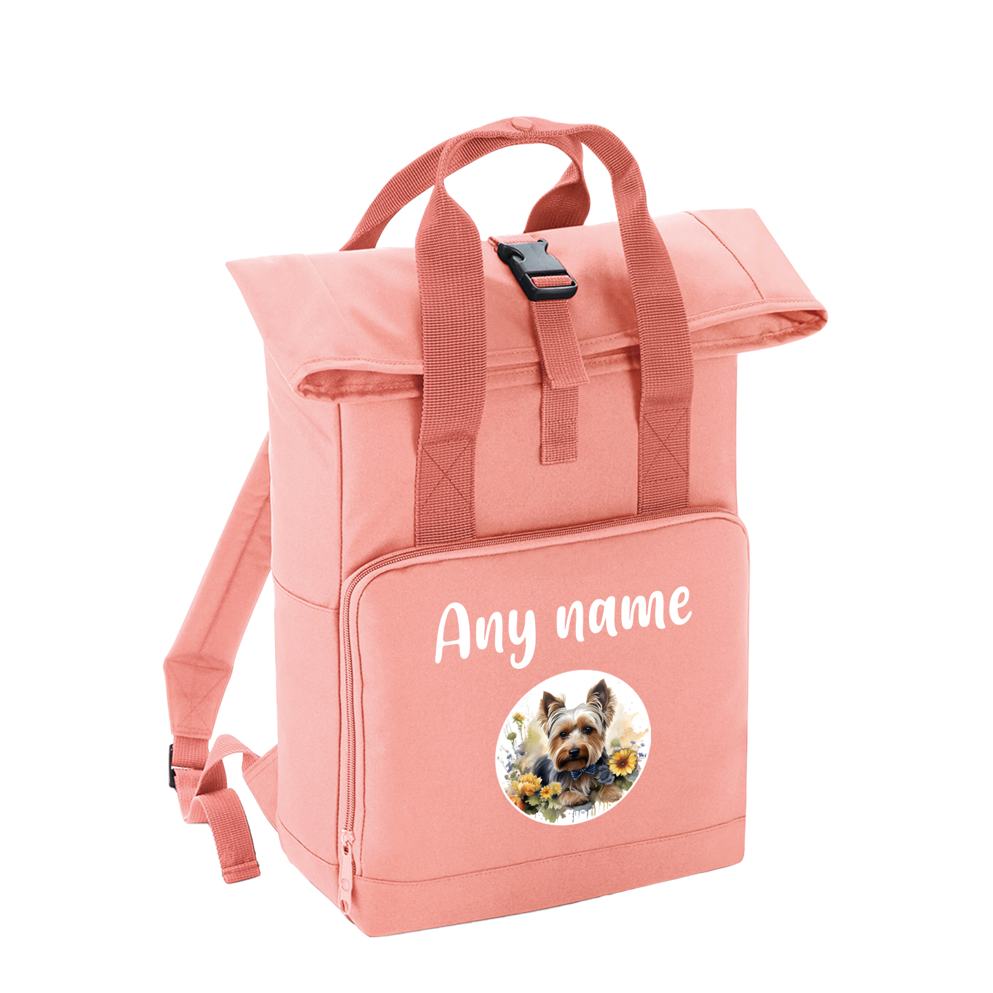 Overnighter Rucksack 14 Litres Peach Coral Wildflower Dog Breed Design