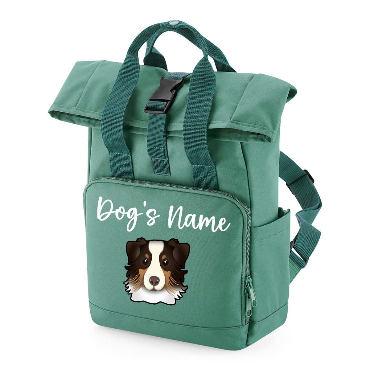 Travel Rucksack 9 Litres Sage Green Any Breed Backpack With Custom Personalised Dog Name