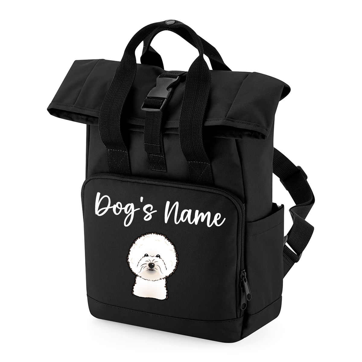 Travel Rucksack 9 Litres Black Any Breed Backpack With Custom Personalised Dog Name