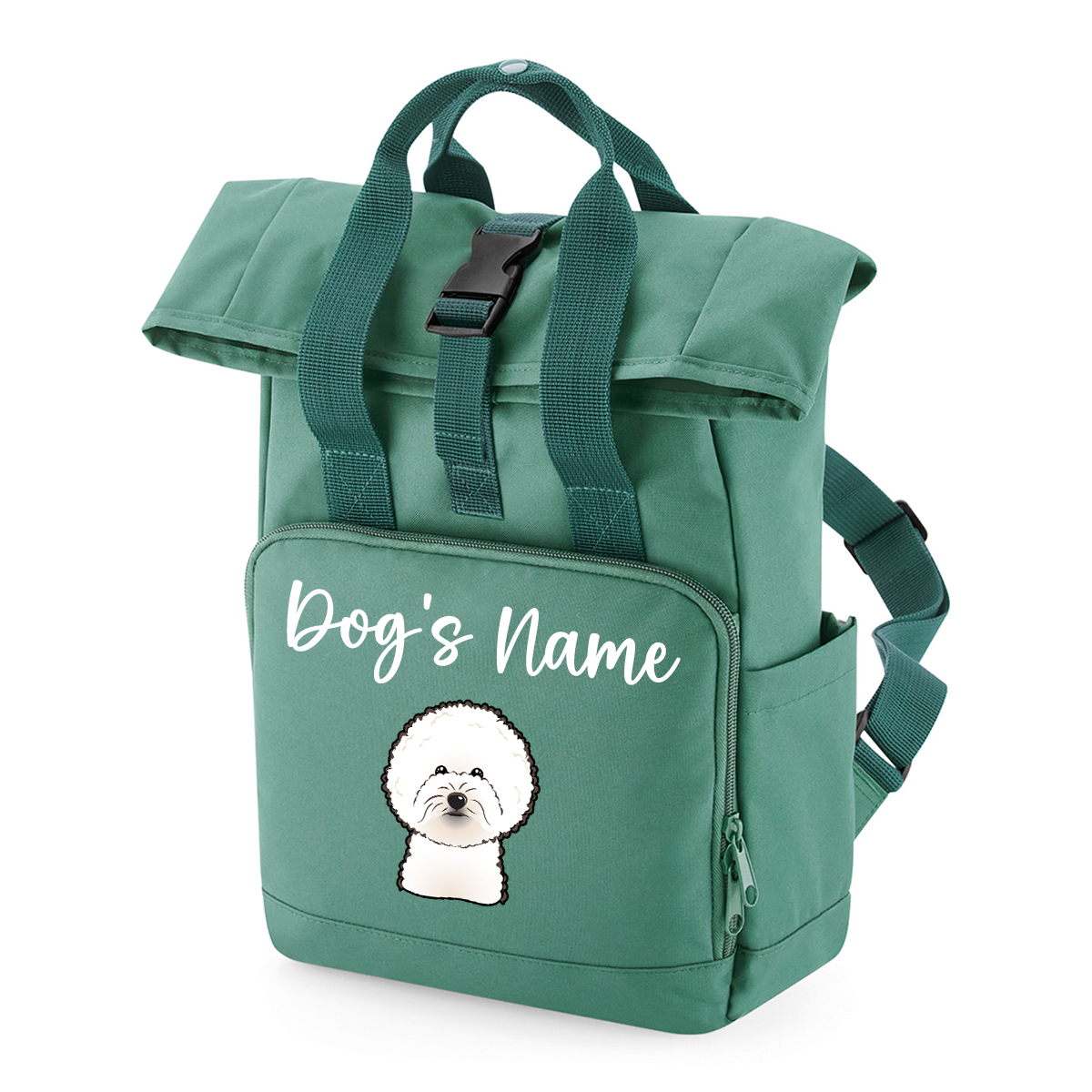 Travel Rucksack 9 Litres Sage Green Any Breed Backpack With Custom Personalised Dog Name