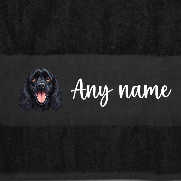 BLACK Any Pet Name And A Choice Of Dog Breed - Bath Towel