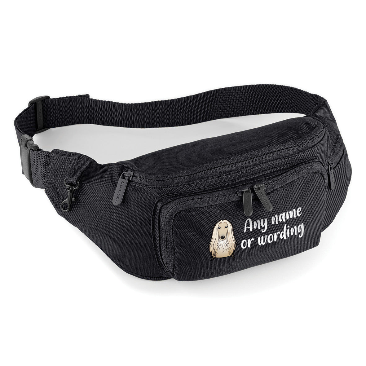 Waist or Crossbody Dog Walking Bag Black Personalised With Breed & Wording