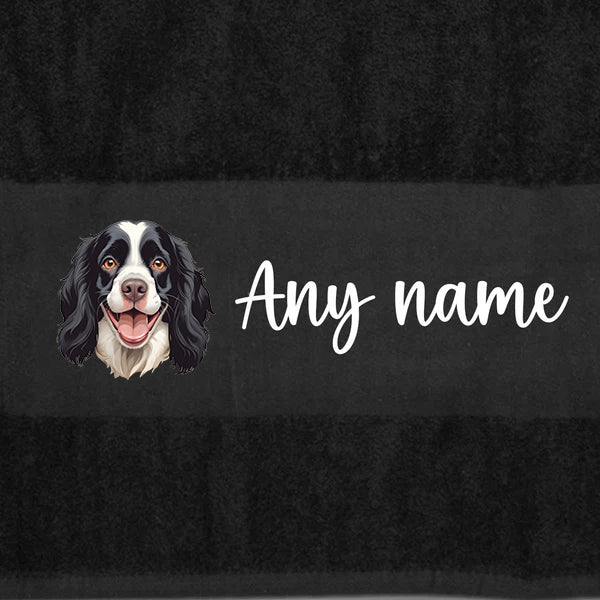 BLACK Any Pet Name And A Choice Of Dog Breed - Bath Towel