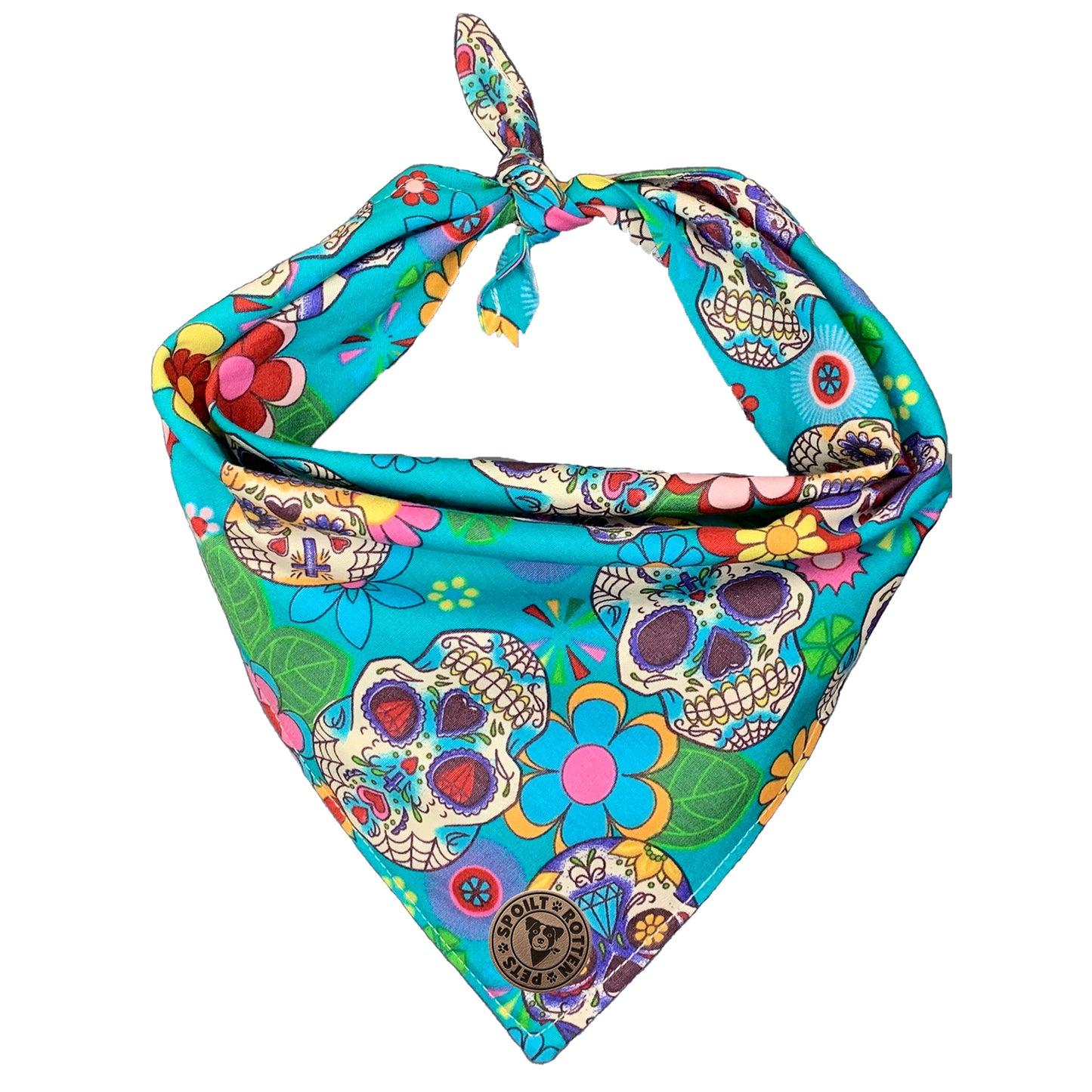 The York - Blue Sugar Skulls Dog Bandana