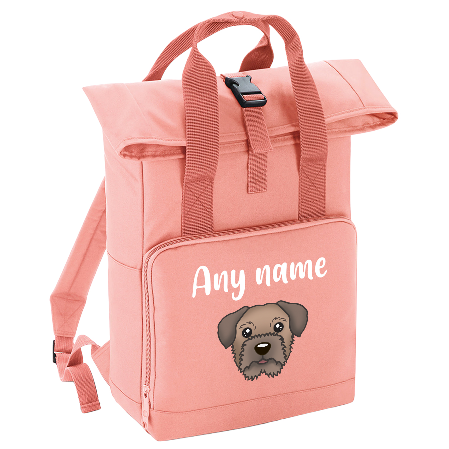 Overnighter Rucksack 14 Litres Peach Coral Any Breed Backpack With Custom Personalised Dog Name