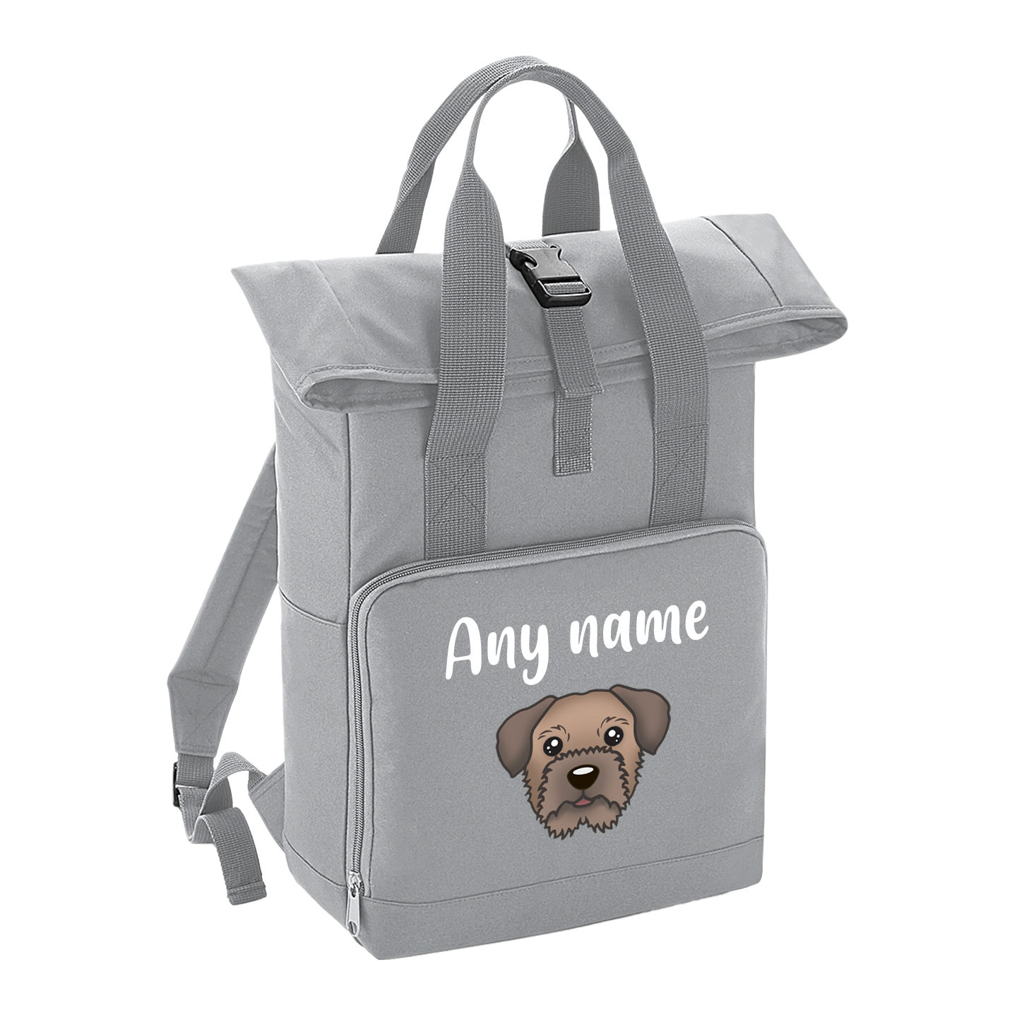 Overnighter Rucksack 14 Litres Grey Any Breed Backpack With Custom Personalised Dog Name