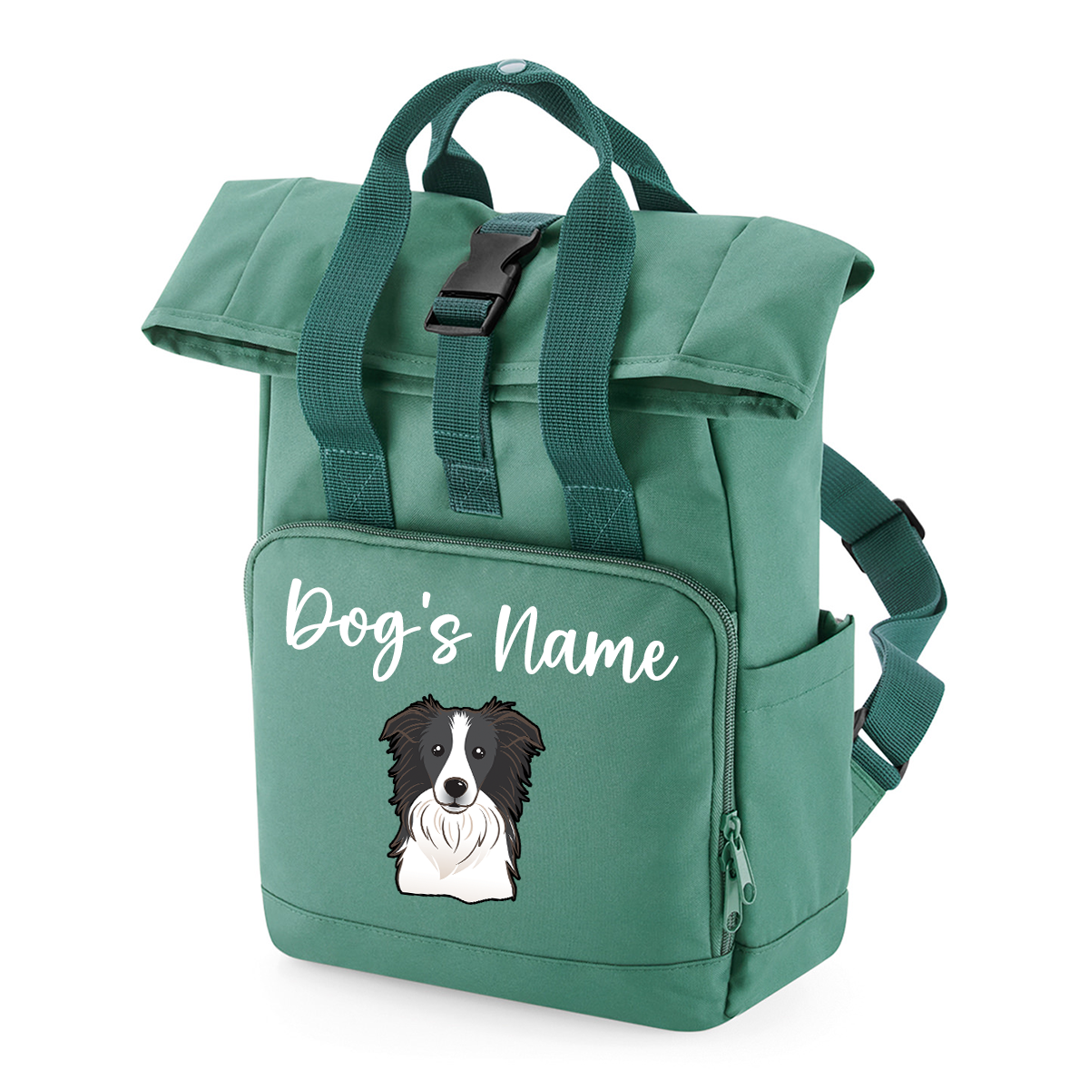 Travel Rucksack 9 Litres Sage Green Any Breed Backpack With Custom Personalised Dog Name