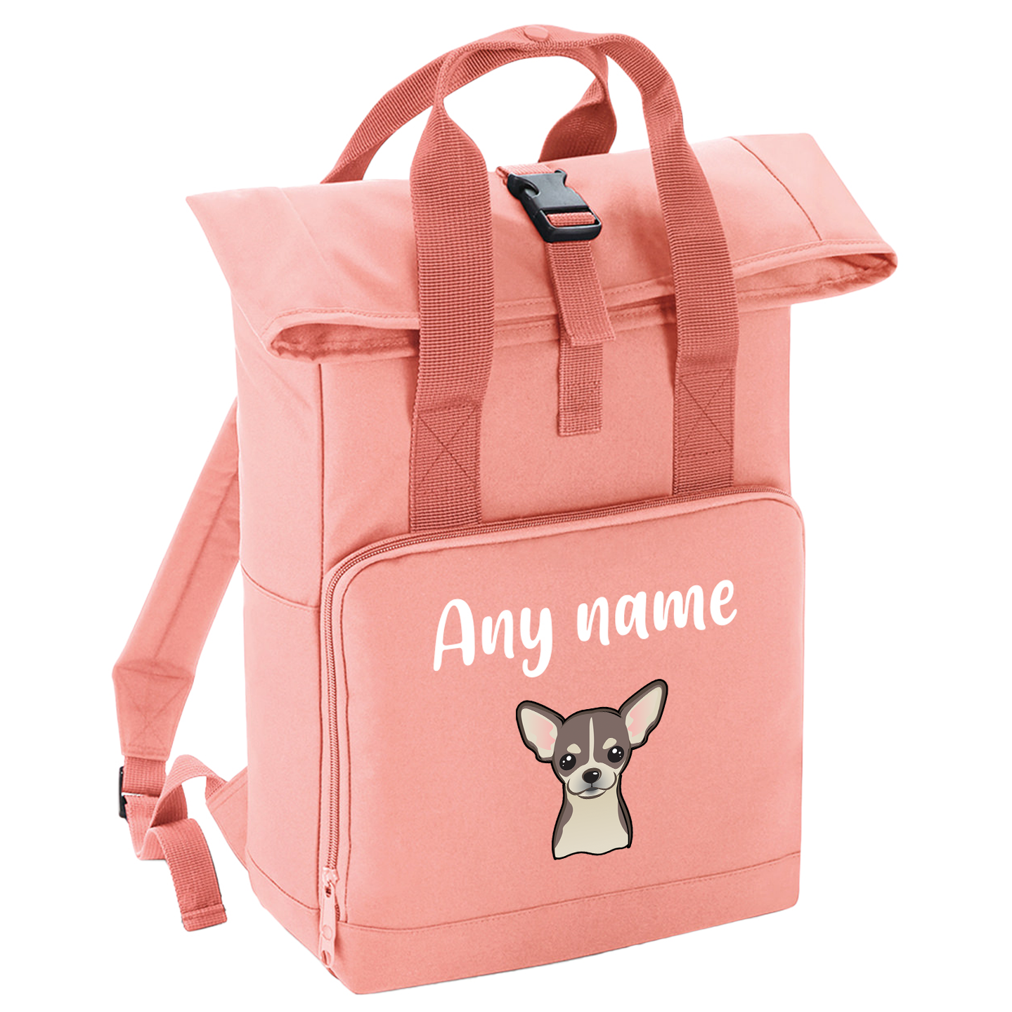 Overnighter Rucksack 14 Litres Peach Coral Any Breed Backpack With Custom Personalised Dog Name