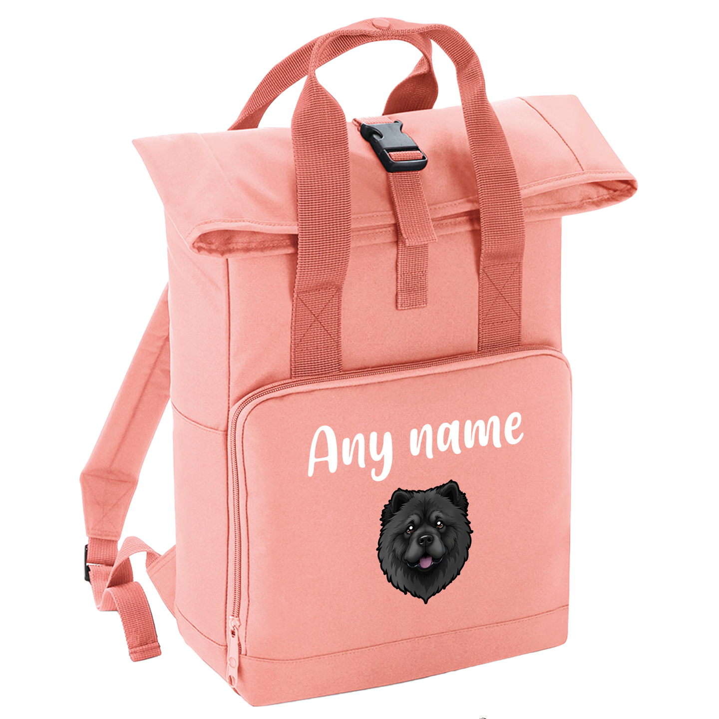 Overnighter Rucksack 14 Litres Peach Coral Any Breed Backpack With Custom Personalised Dog Name