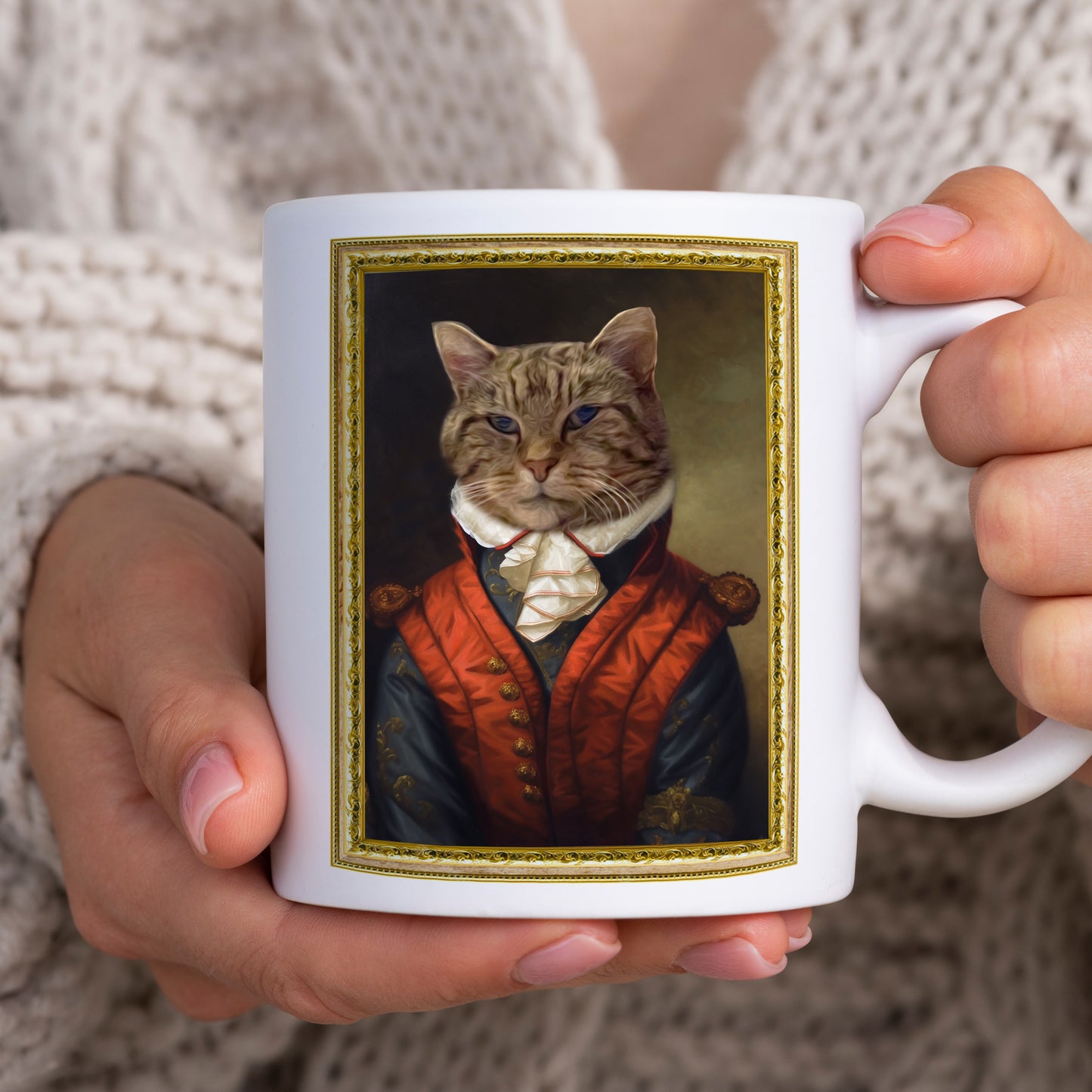 Red Satin Gentry Personalised Pet Portrait Mug - Add Your Own Photo