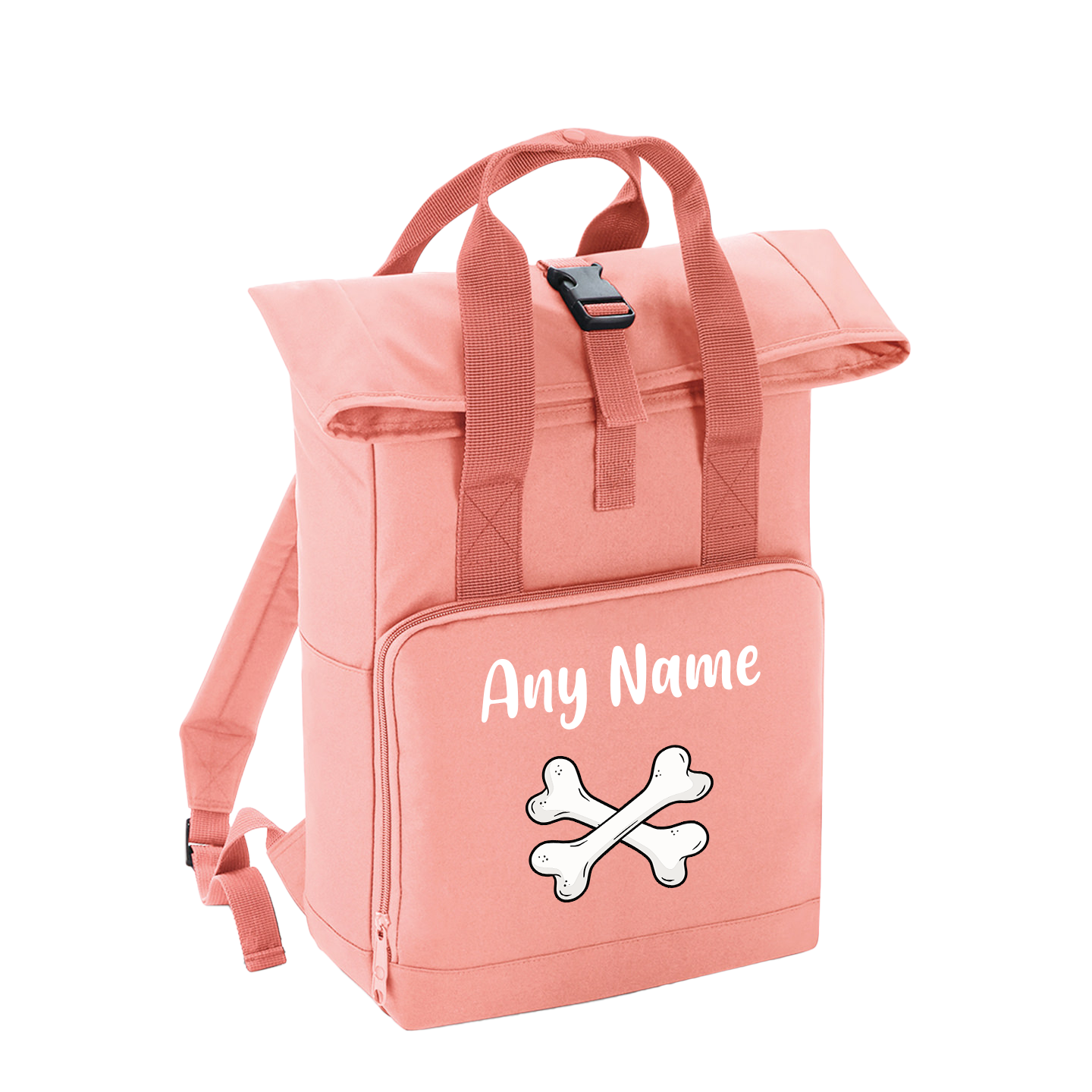 Overnighter Rucksack 14 Litres Peach Coral Any Breed Backpack With Custom Personalised Dog Name