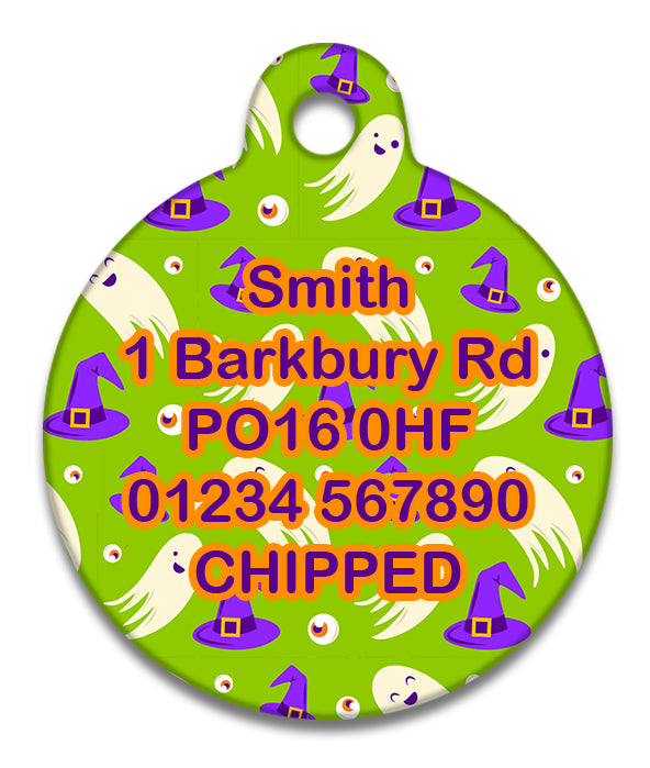 Ghosts & Witches Hats- Pet ID Tag