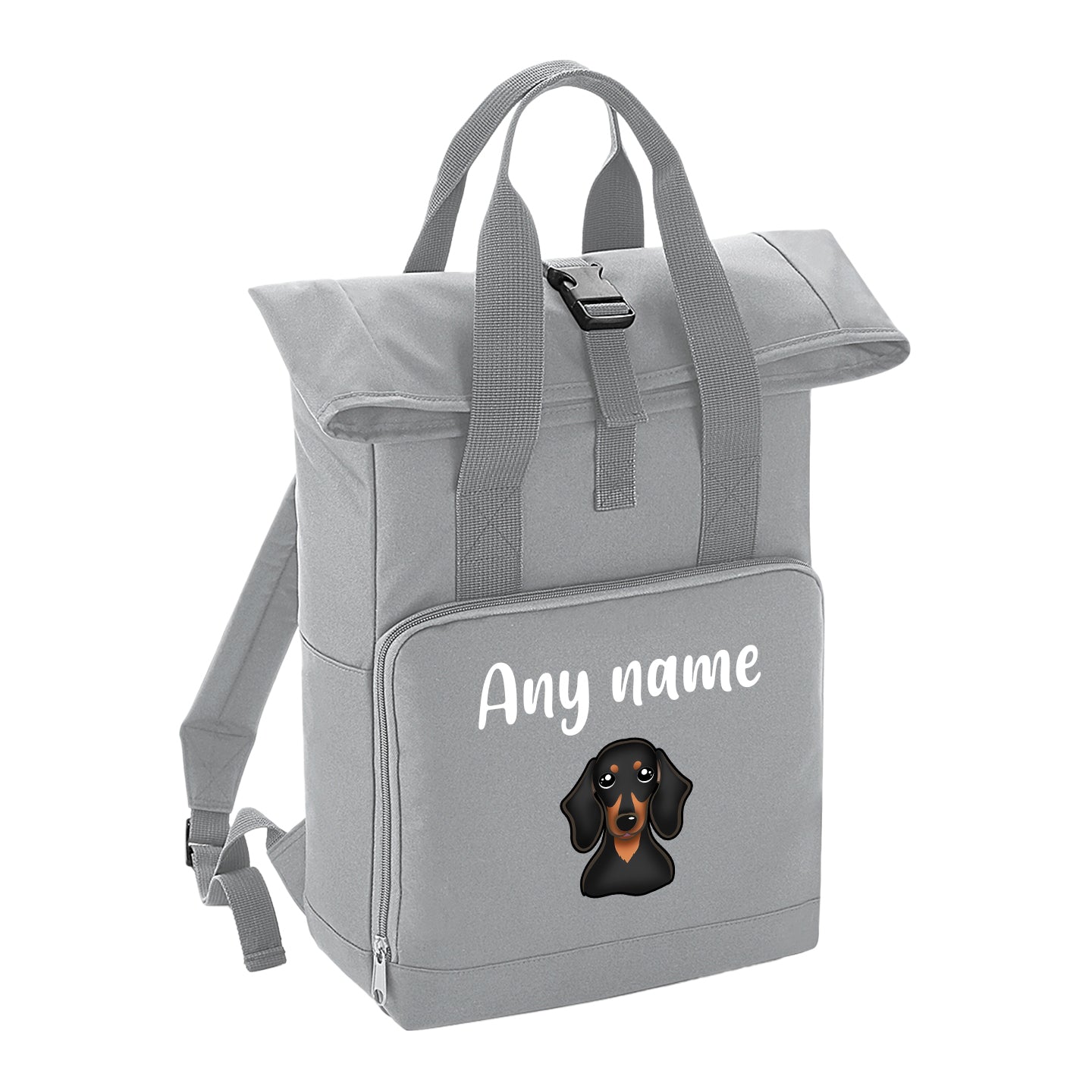 Overnighter Rucksack 14 Litres Grey Any Breed Backpack With Custom Personalised Dog Name