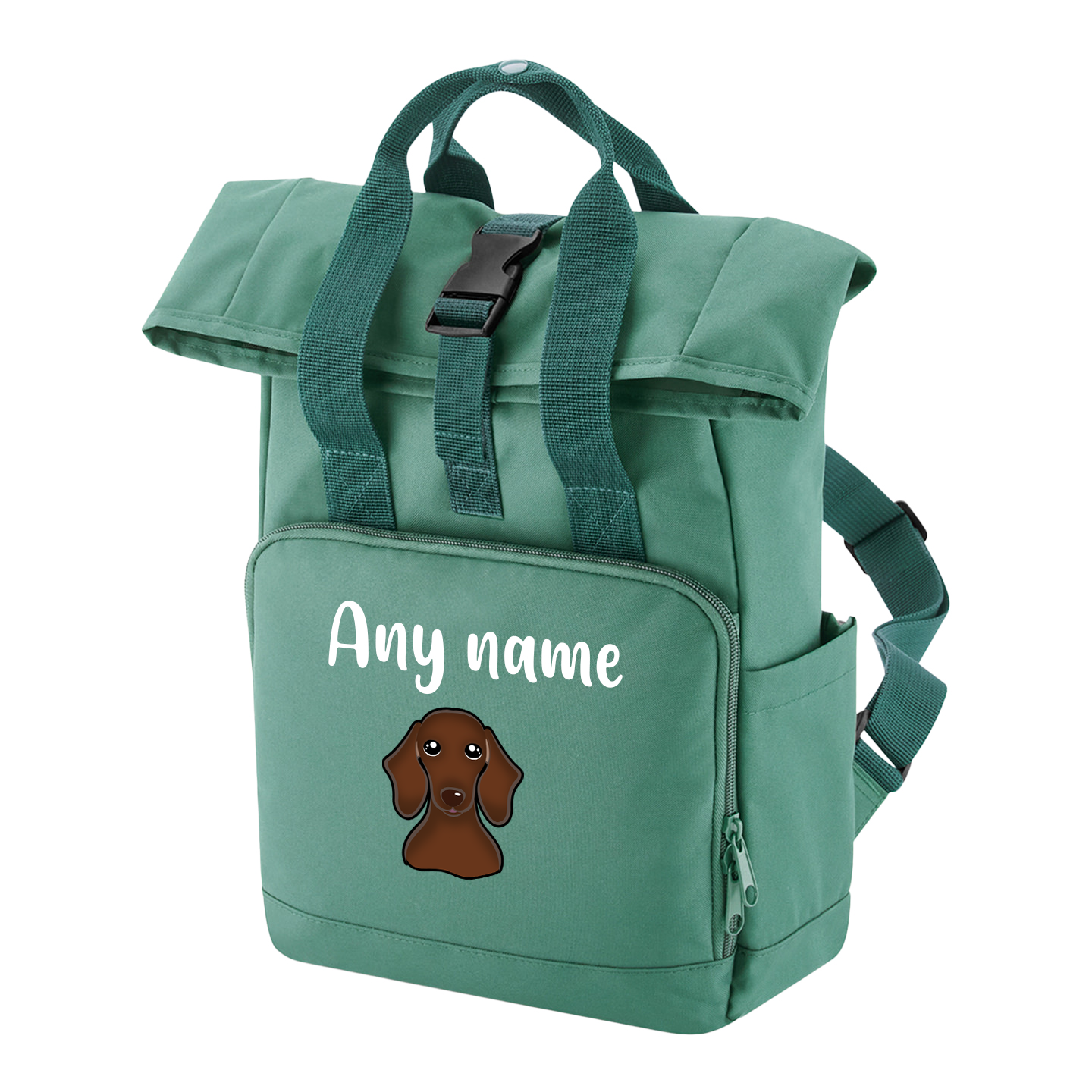 Travel Rucksack 9 Litres Sage Green Any Breed Backpack With Custom Personalised Dog Name