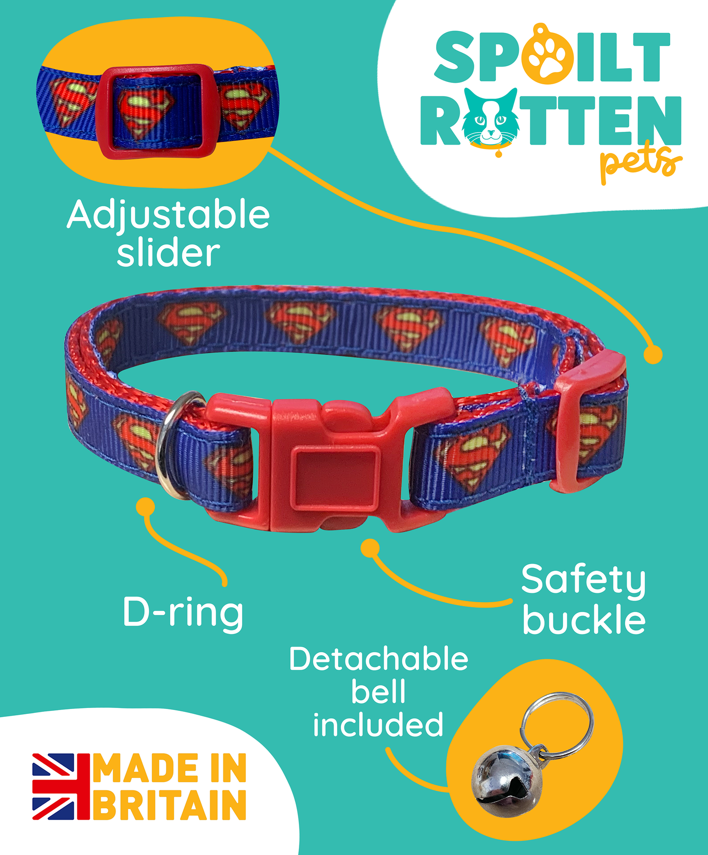 Supercat Superman Cat Collar