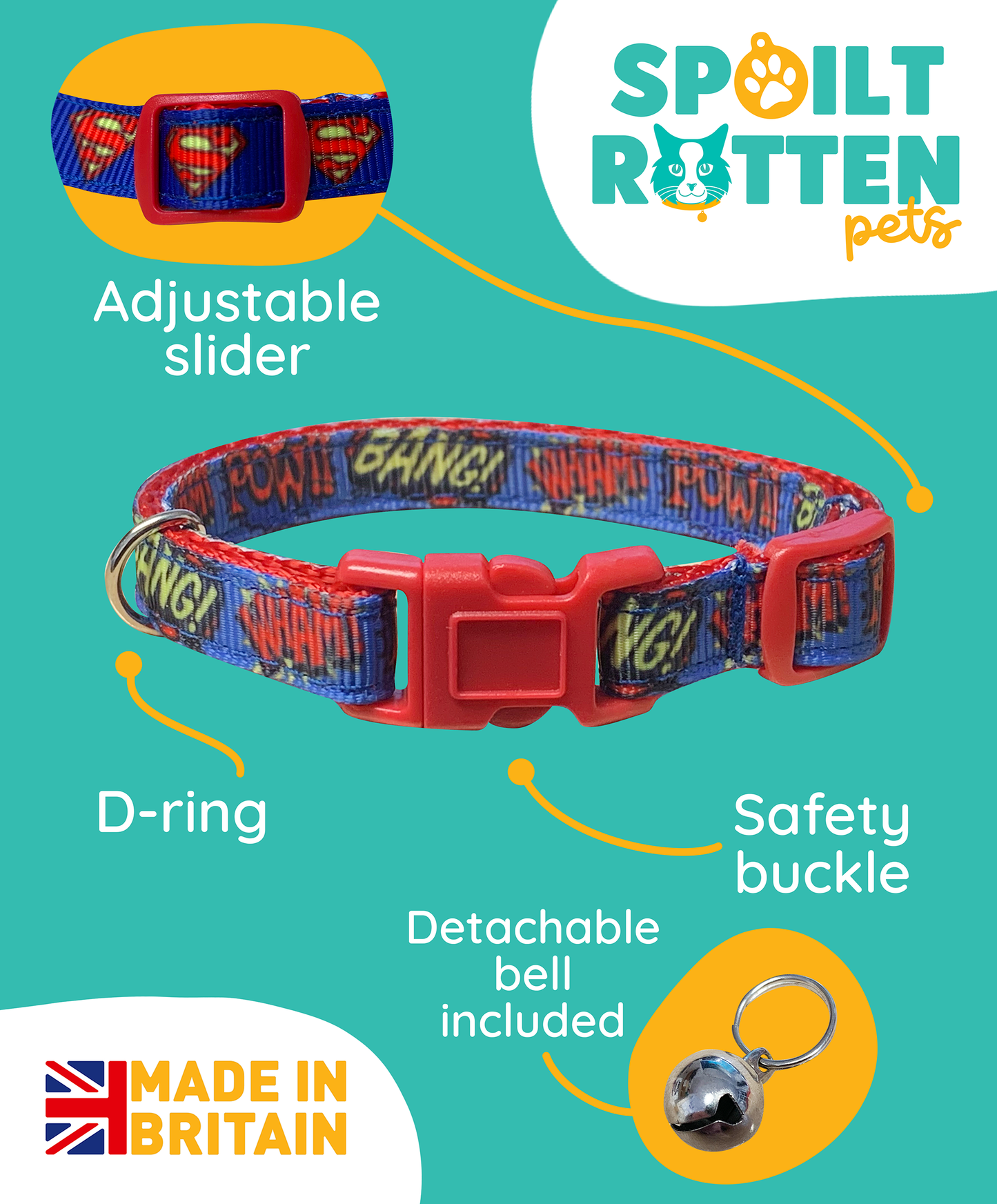 Comic Bang Crash Pow! Cat Collar