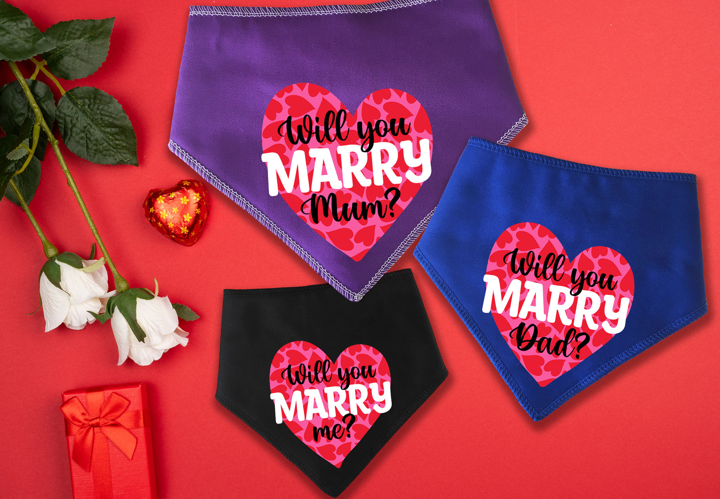 Will You Marry Me Heart Dog Bandana