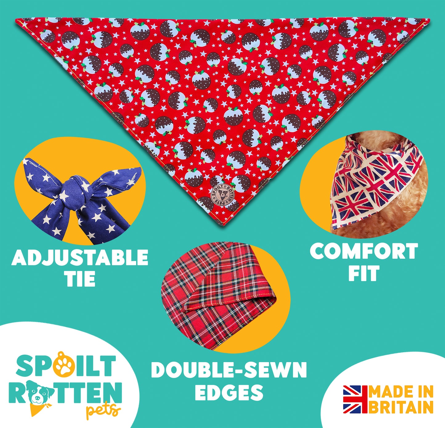 The Bakewell - Christmas Pudding Tied Dog Bandana