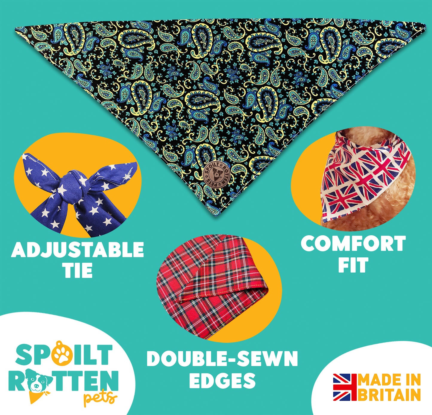 The Winchester - Paisley Blue Cord Tied Dog Bandana