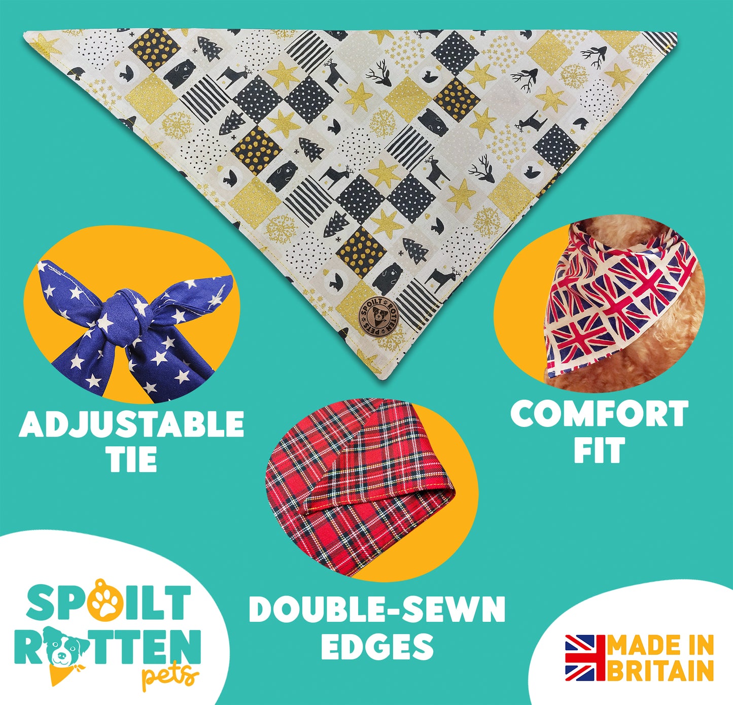 The Trafalgar - Christmas Festive Squares Tied Dog Bandana