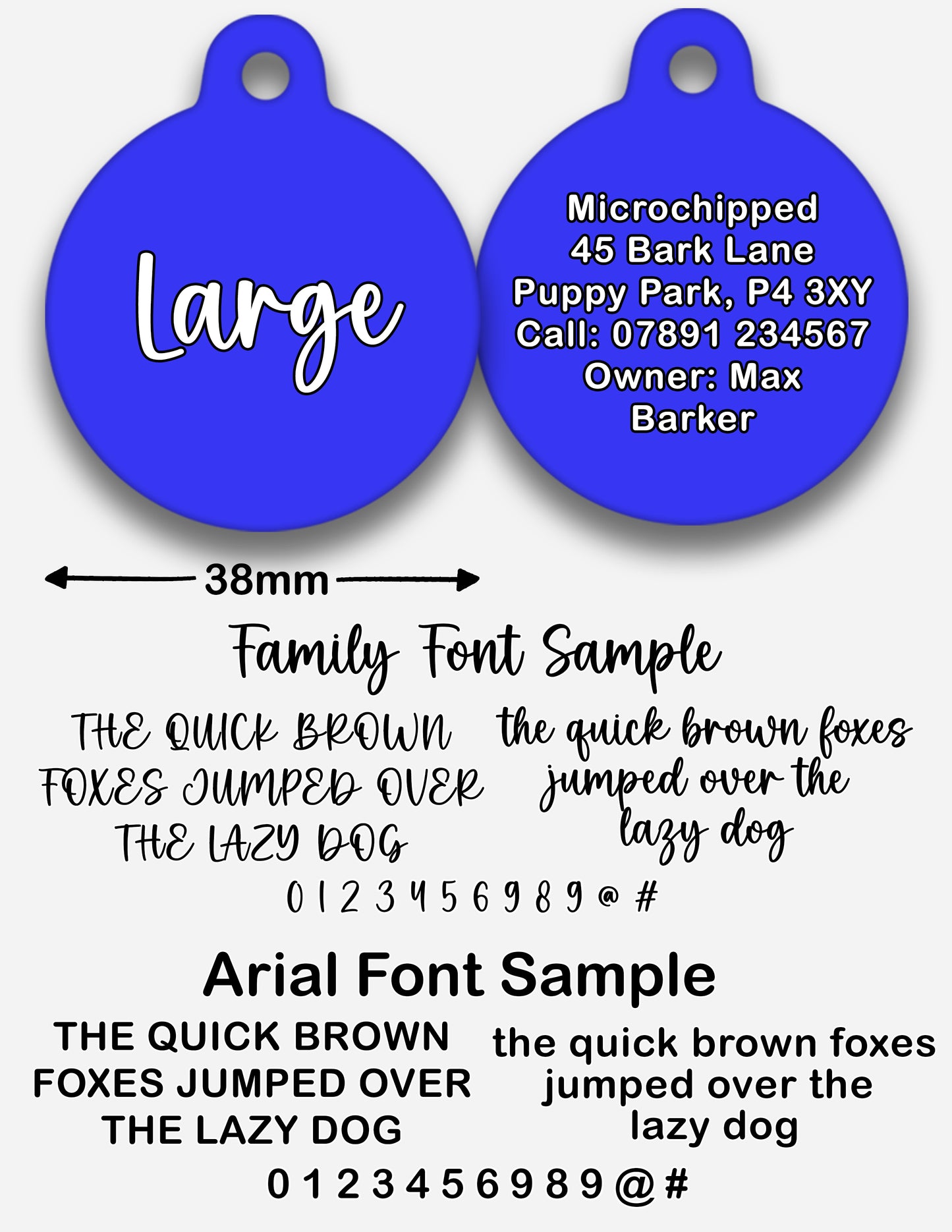 Electric Blue Plain Colour - Pet ID Tag