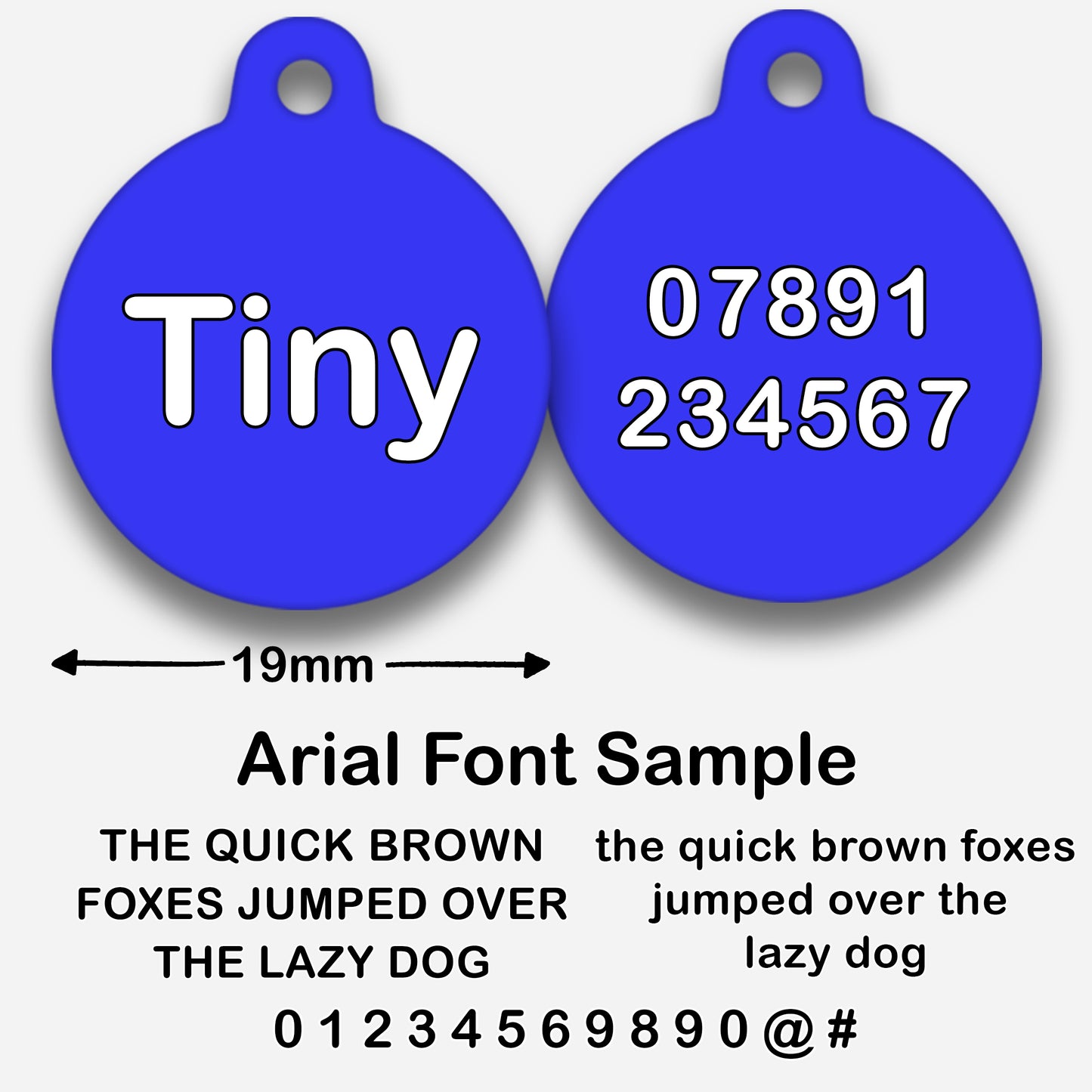 Electric Blue Plain Colour - Pet ID Tag