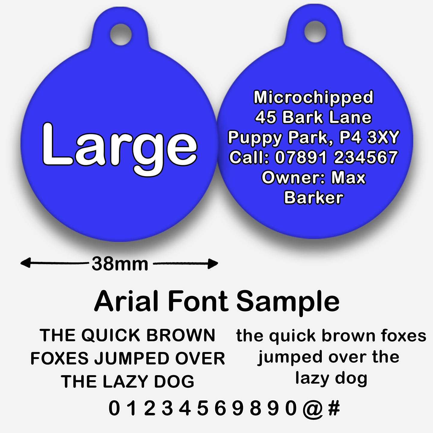 Electric Blue Plain Colour - Pet ID Tag