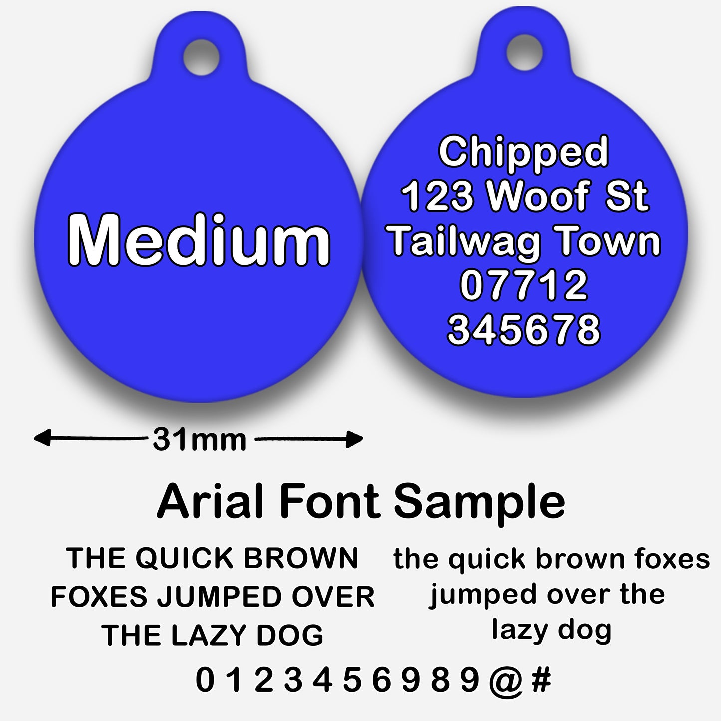 Electric Blue Plain Colour - Pet ID Tag