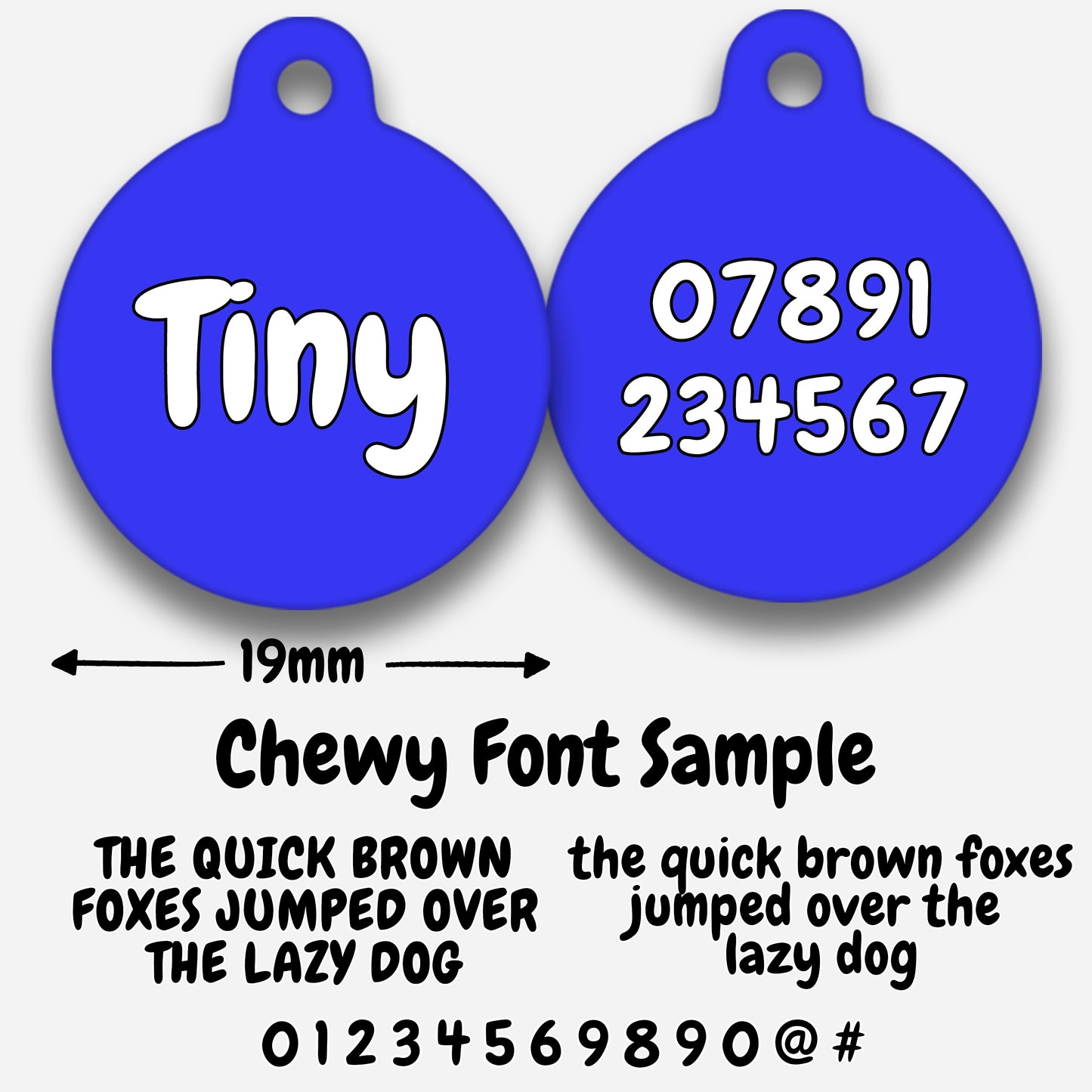 Electric Blue Plain Colour - Pet ID Tag