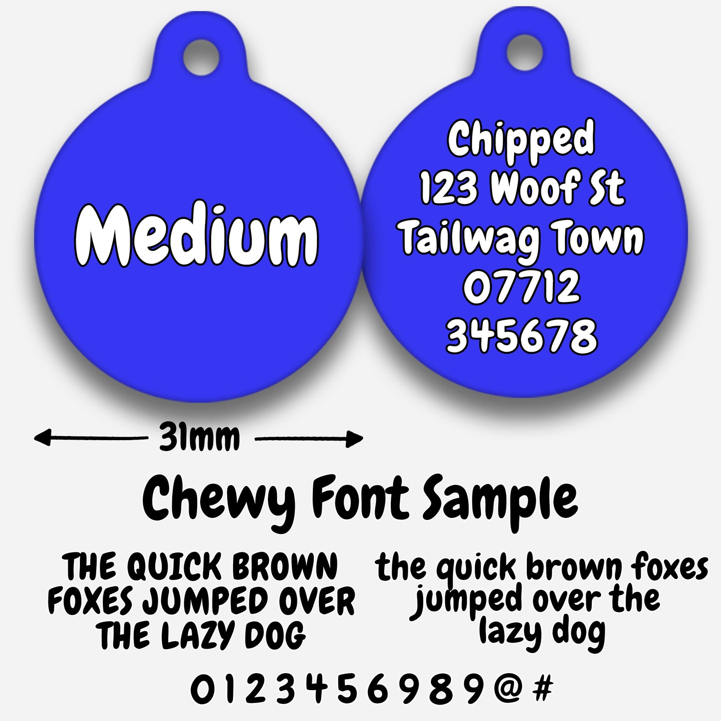 Electric Blue Plain Colour - Pet ID Tag