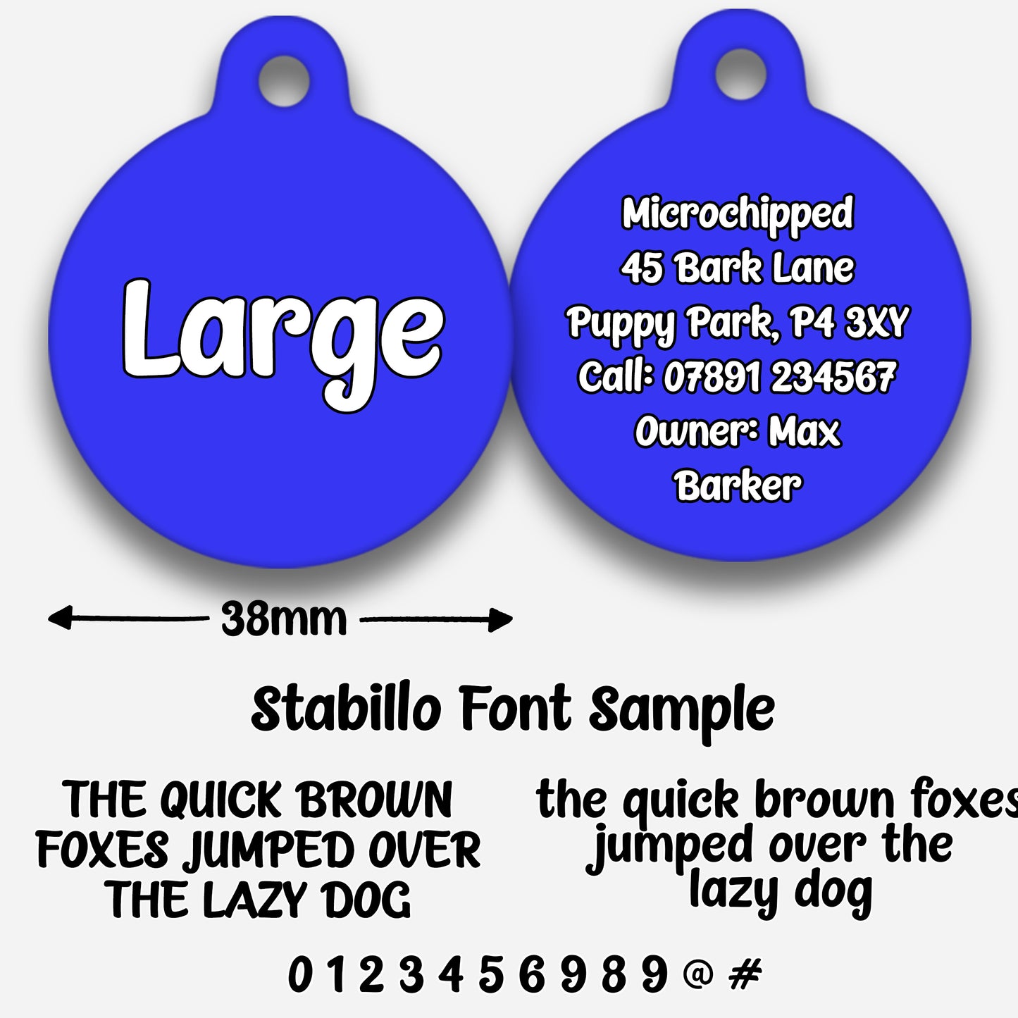 Electric Blue Plain Colour - Pet ID Tag
