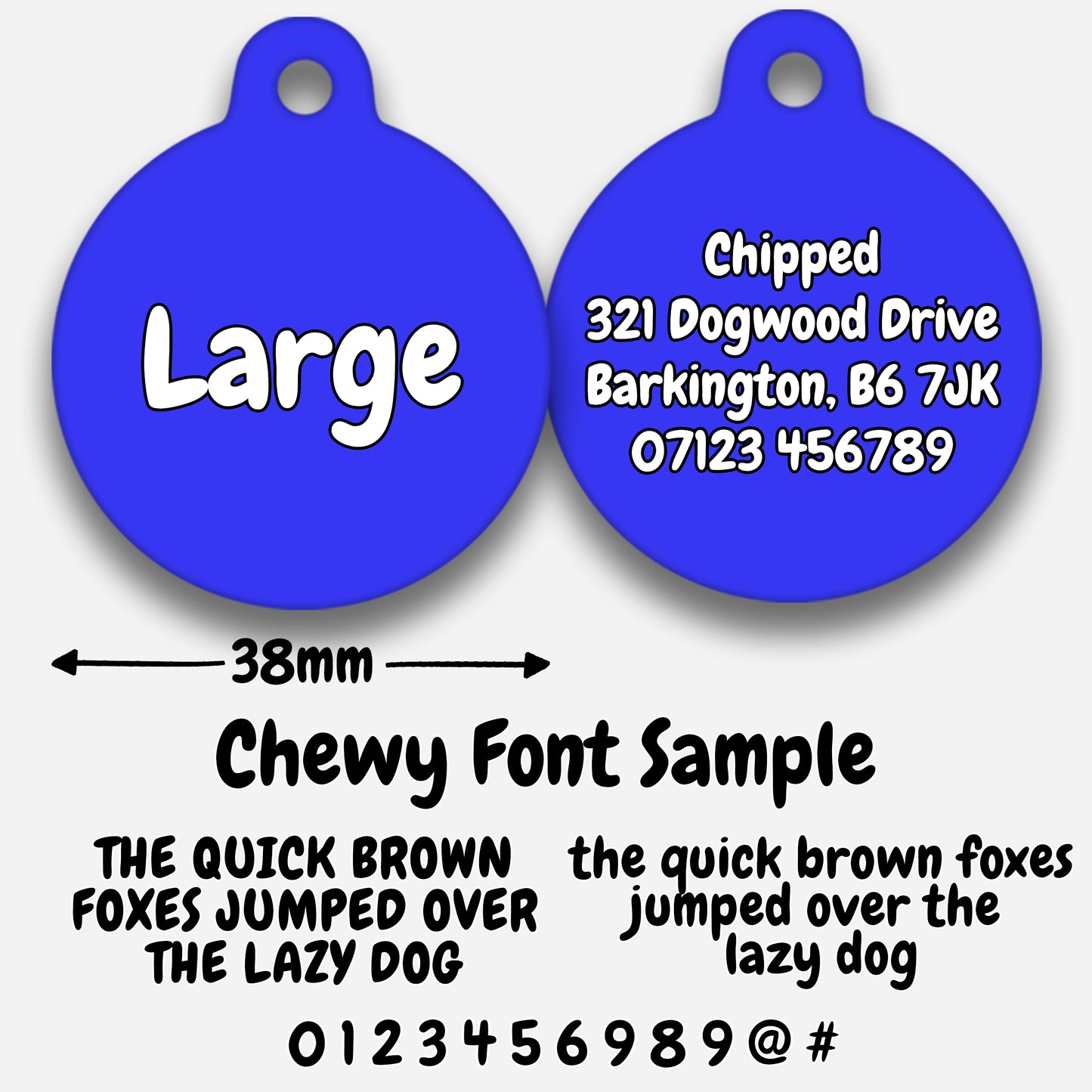 Electric Blue Plain Colour - Pet ID Tag