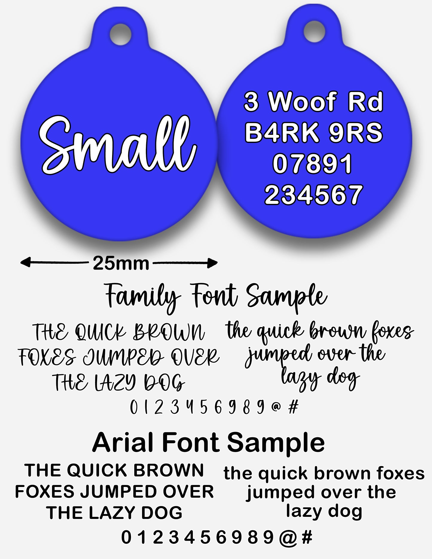 Electric Blue Plain Colour - Pet ID Tag