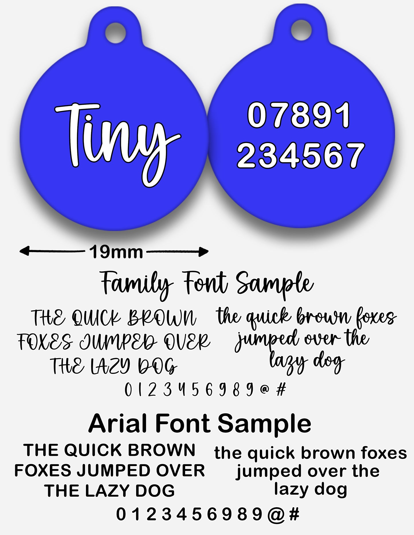 Electric Blue Plain Colour - Pet ID Tag