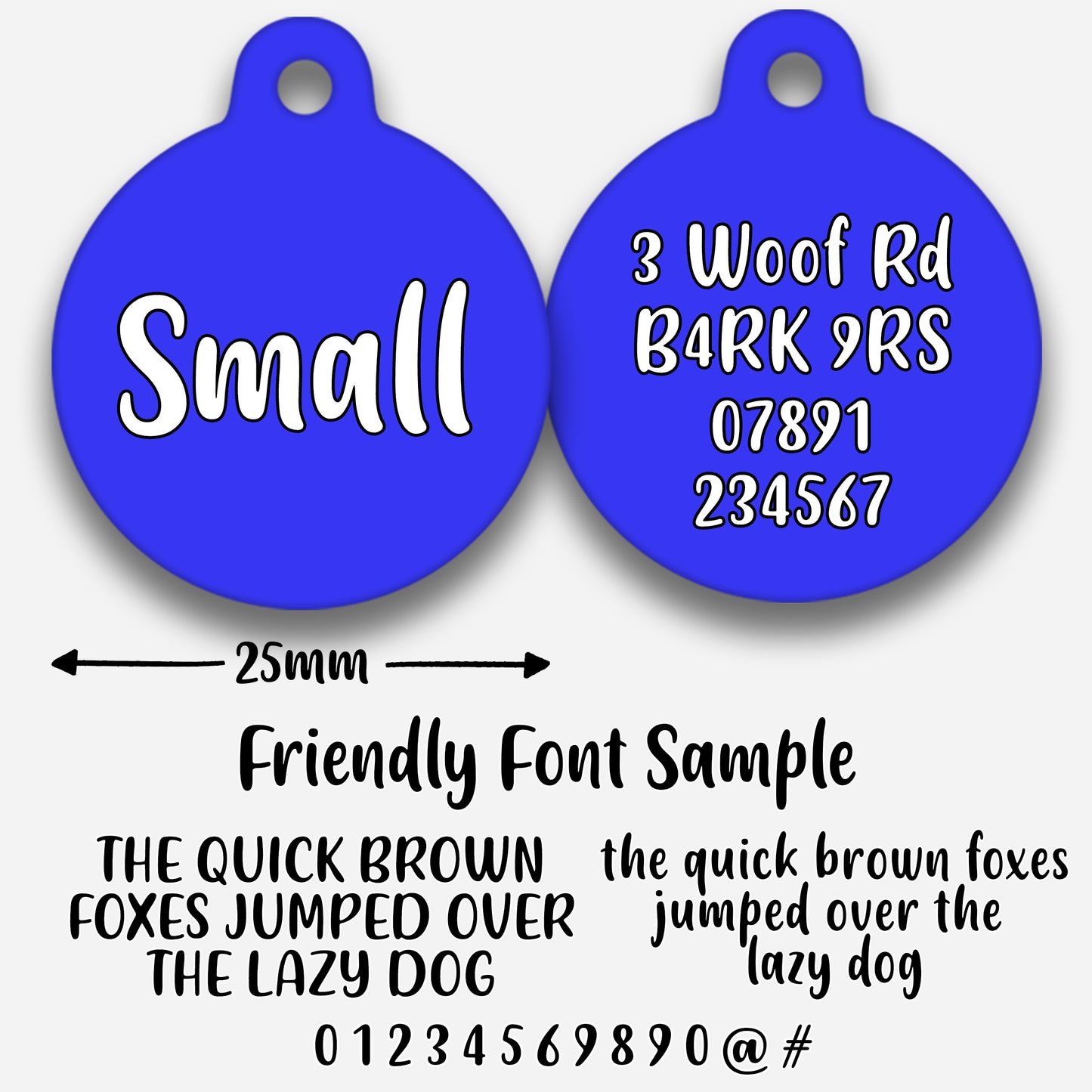 Electric Blue Plain Colour - Pet ID Tag