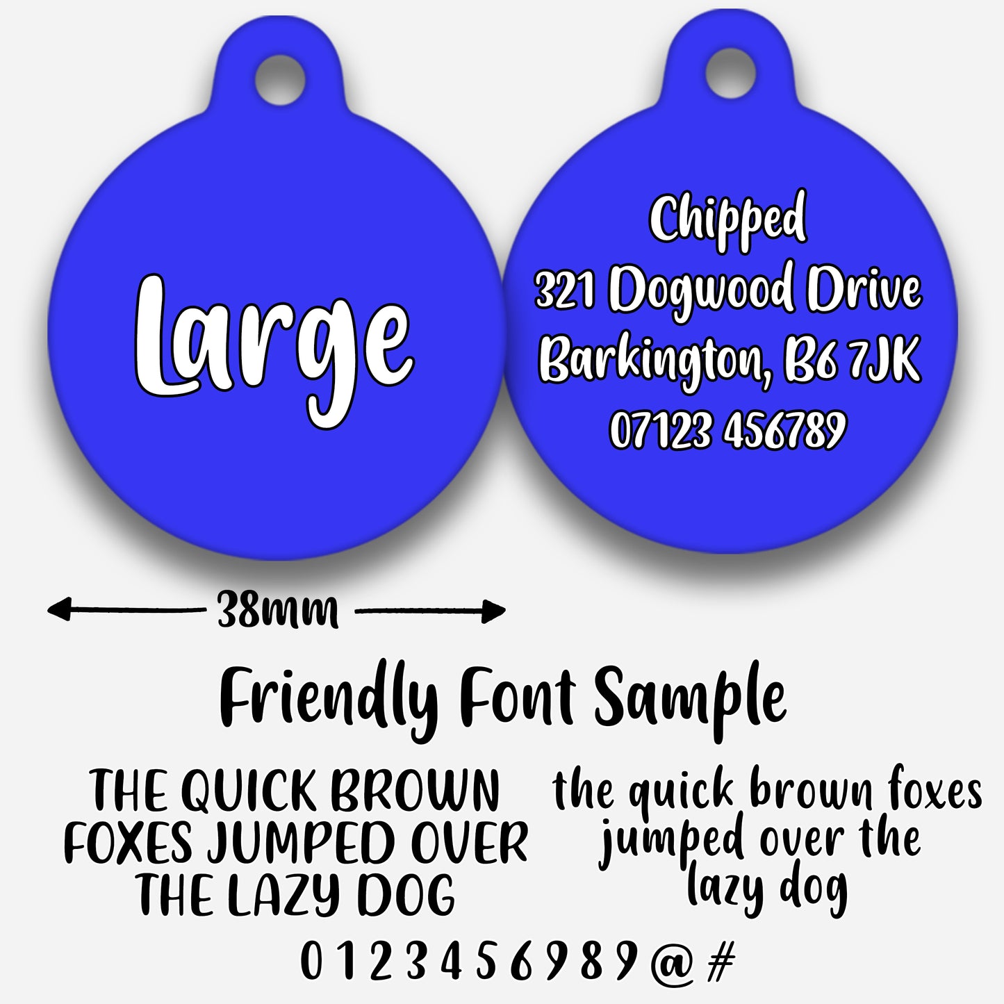 Electric Blue Plain Colour - Pet ID Tag