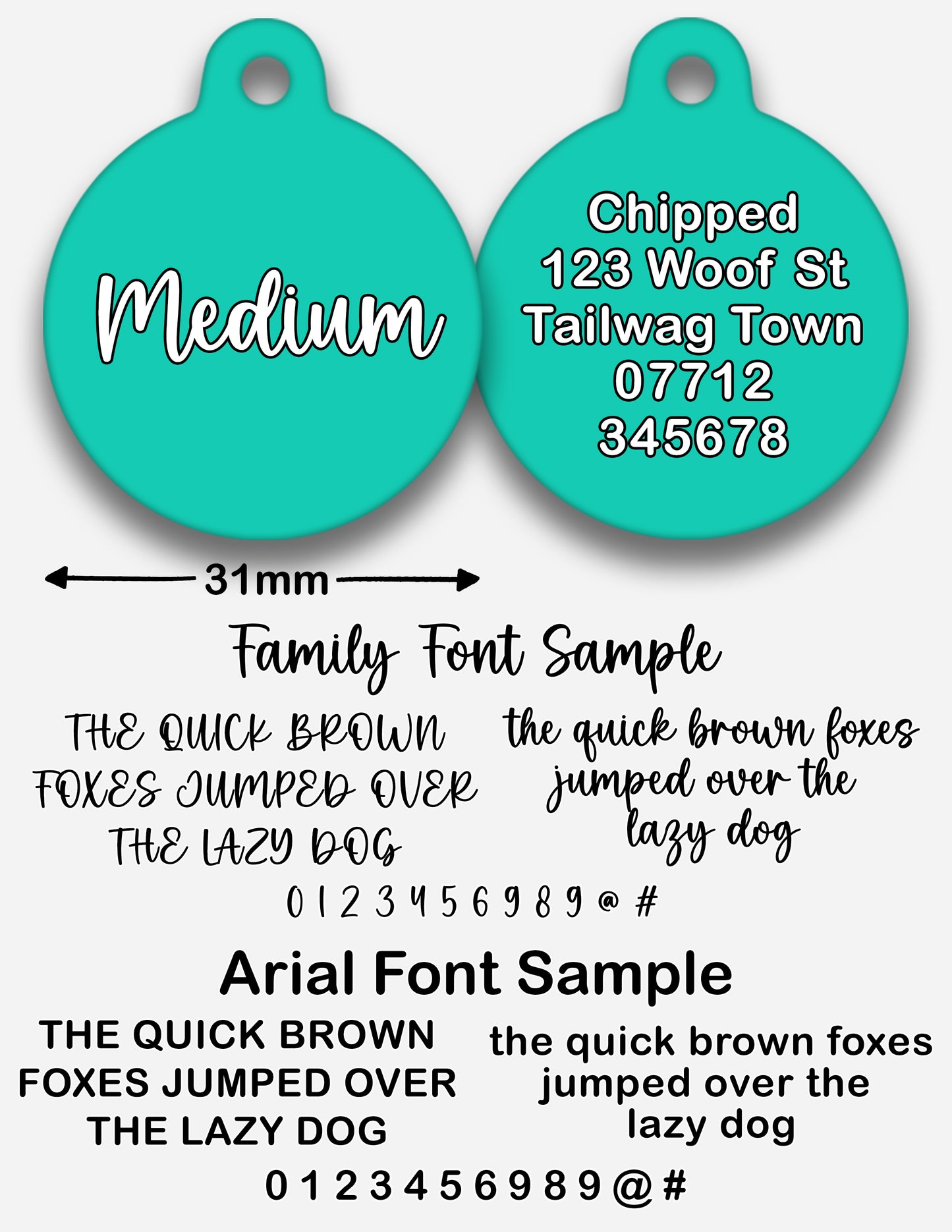 Turquoise - Pet ID Tag
