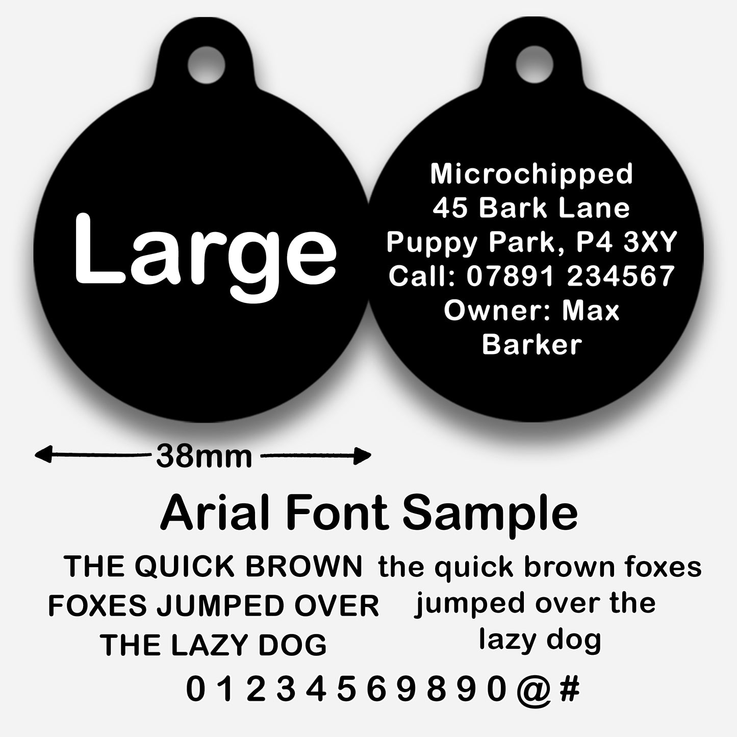 Black Plain Colour - Pet ID Tag